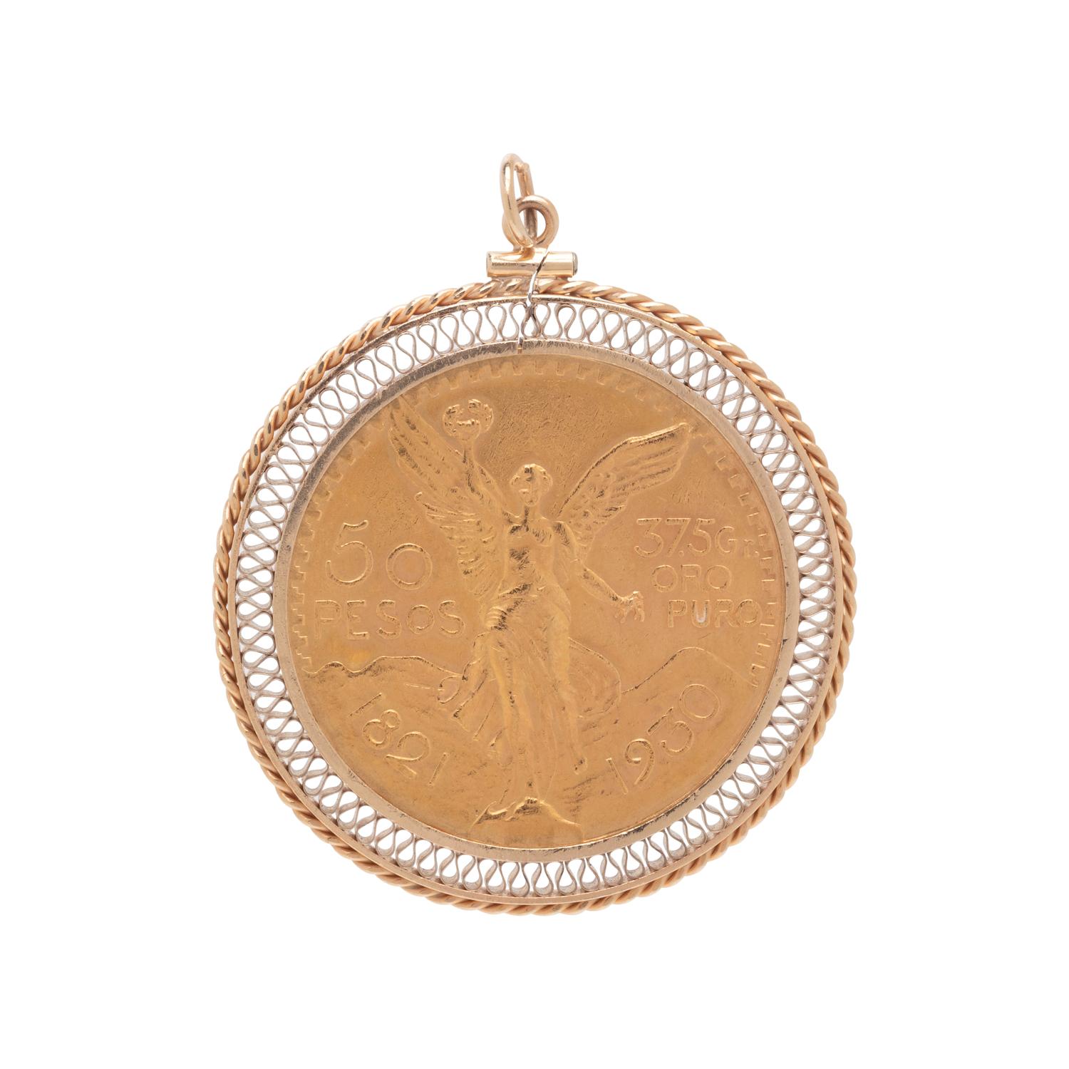 YELLOW GOLD PESO COIN PENDANT