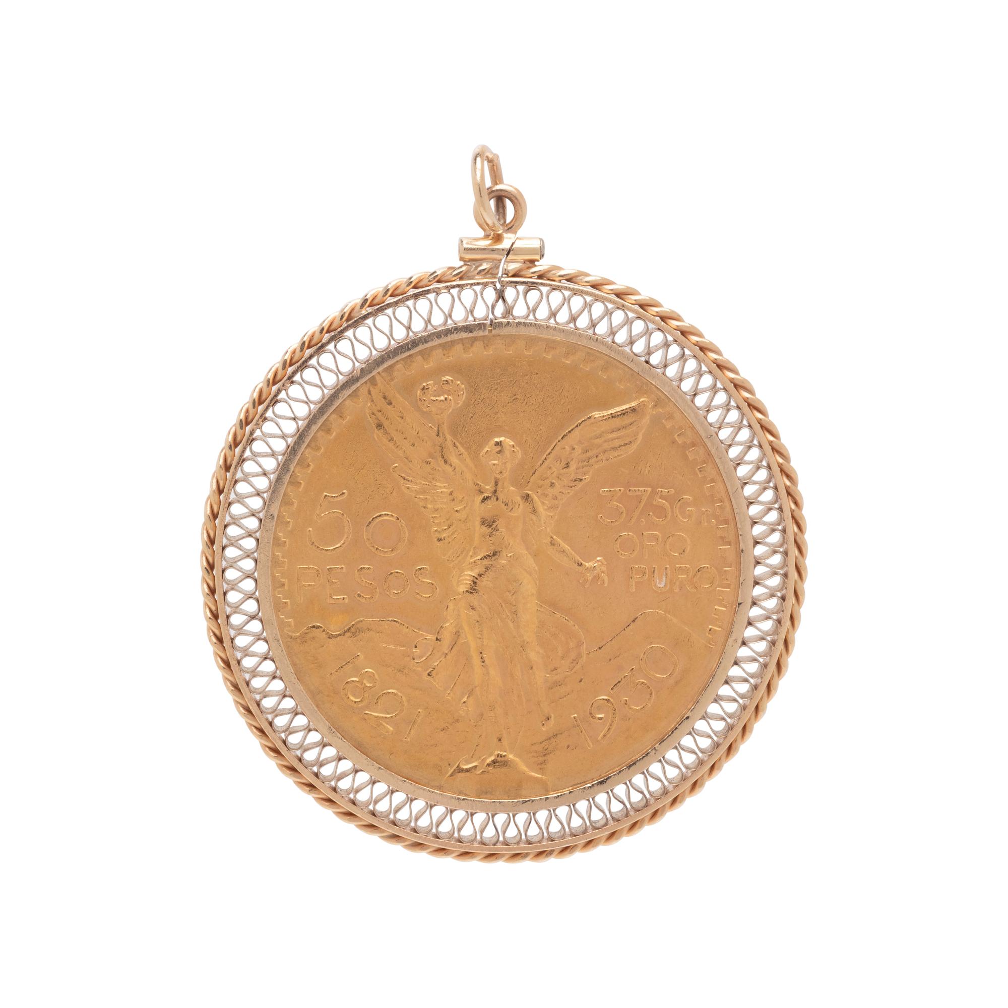 YELLOW GOLD PESO COIN PENDANT