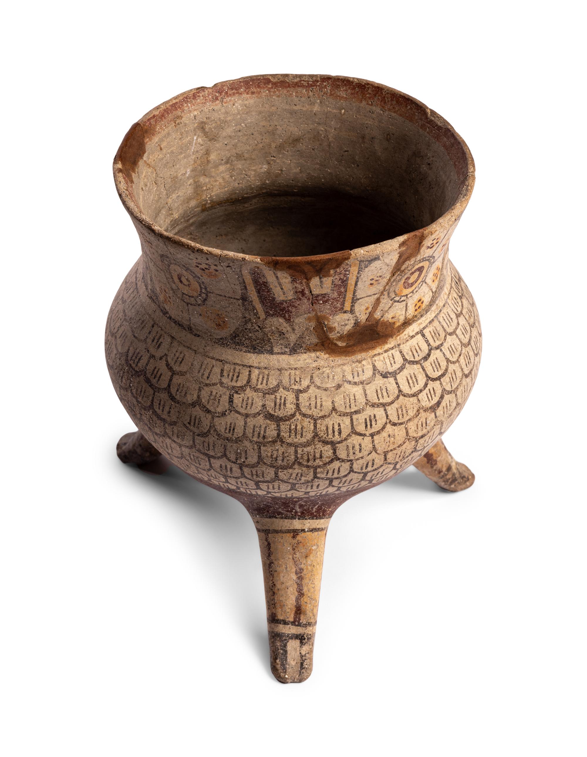 A Mixtec Polychrome Tripod Vessel