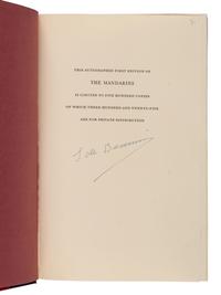 BEAUVOIR, Simone de (1908-1986). The Mandarins . Cleveland and New York: The World Publishing Company, 1956.