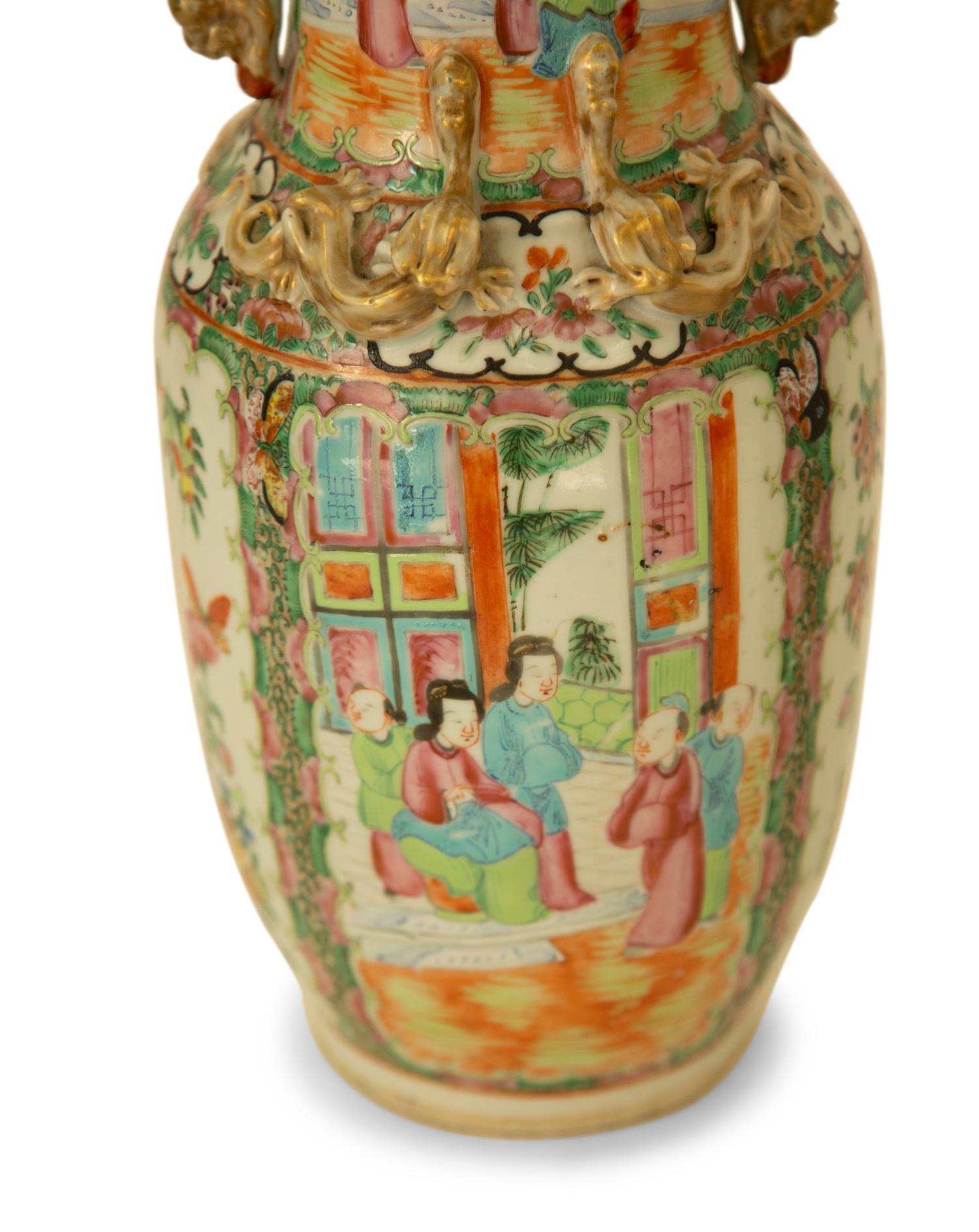 A Pair of Chinese Rose Medallion Porcelain Vases