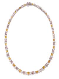 COLORED DIAMOND AND DIAMOND NECKLACE