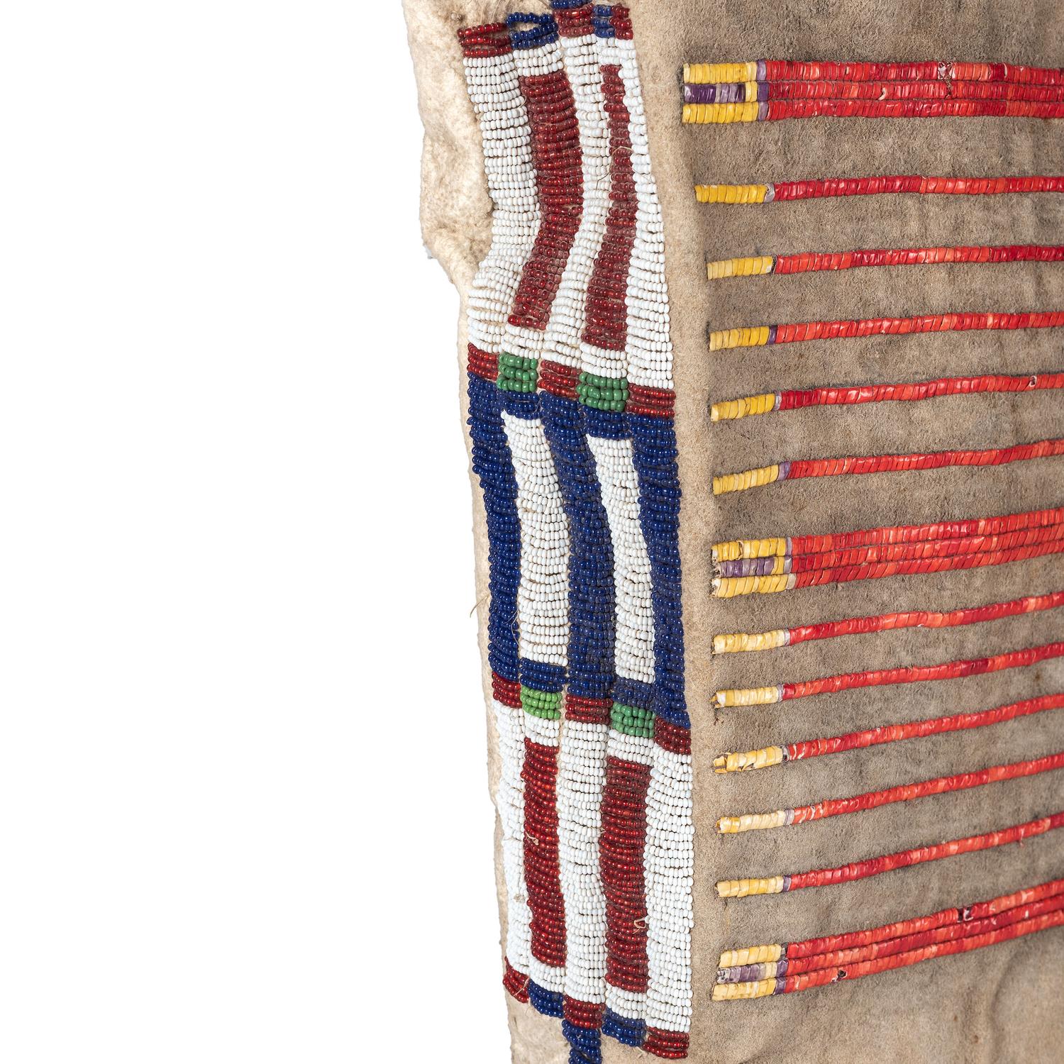 Sioux Beaded and Quilled Buffalo Hide Possible Bag