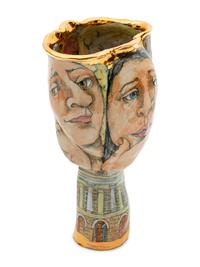 A Ceramic Face Goblet