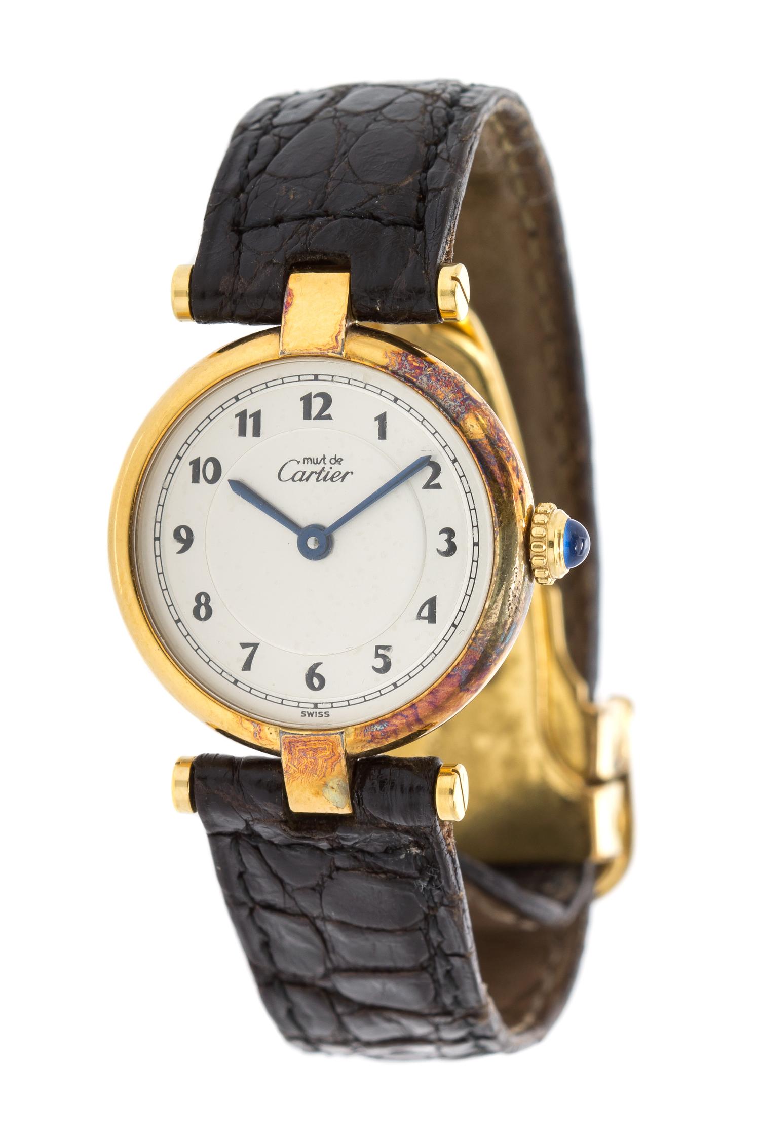 A Gold Plated Sterling Silver Wristwatch, Must de Cartier,