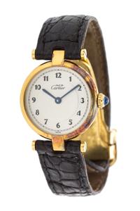 A Gold Plated Sterling Silver Wristwatch, Must de Cartier,