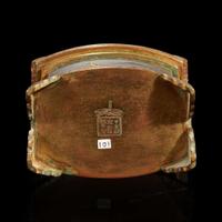 Two small Japanese patinated figures and a parcel-gilt metal miniature cabinet, Komai 19th-first part 20th century