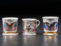 Three Veteran's Porcelain Shaving Mugs