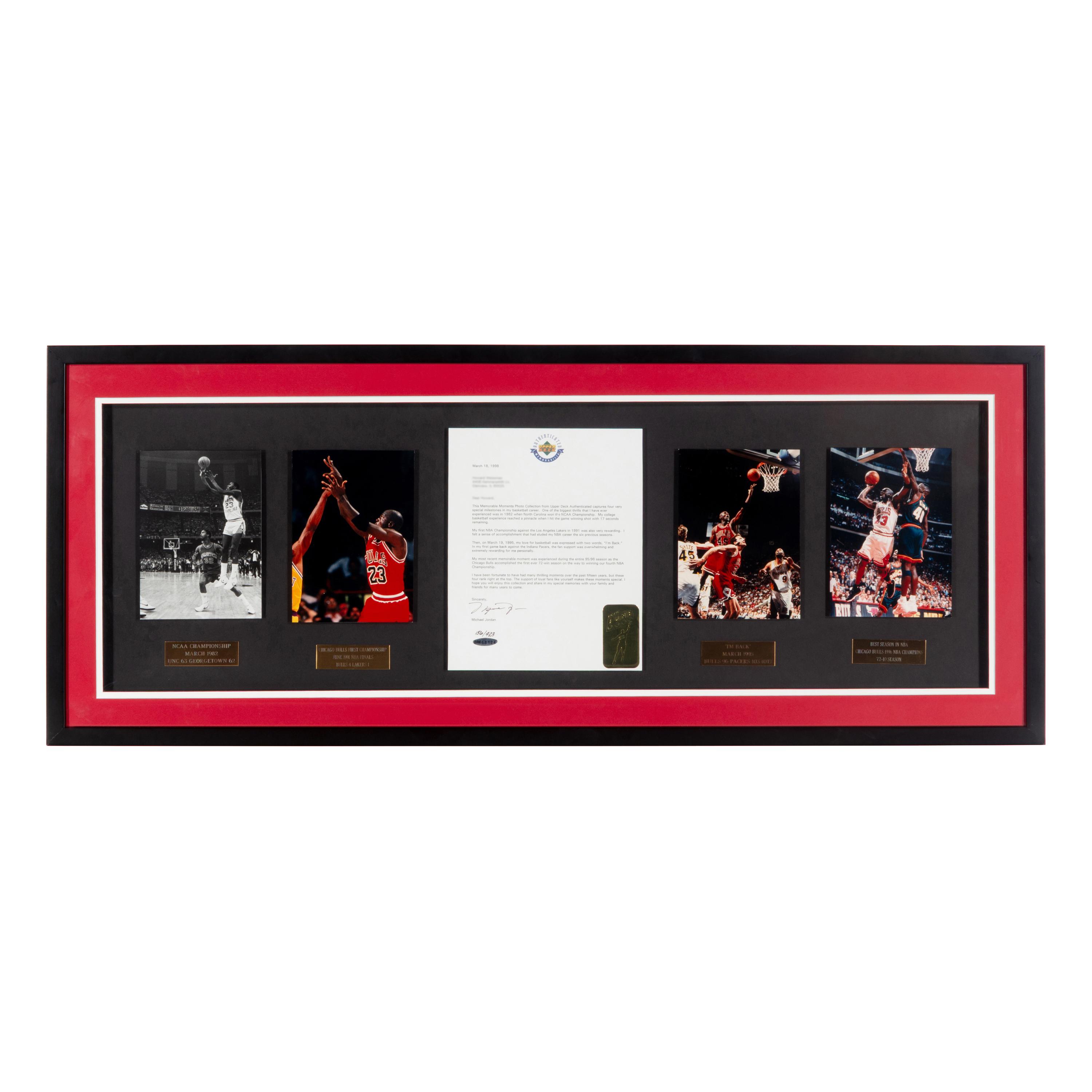 A Michael Jordan Signed Autograph Upper Deck Authenticated Letter Display