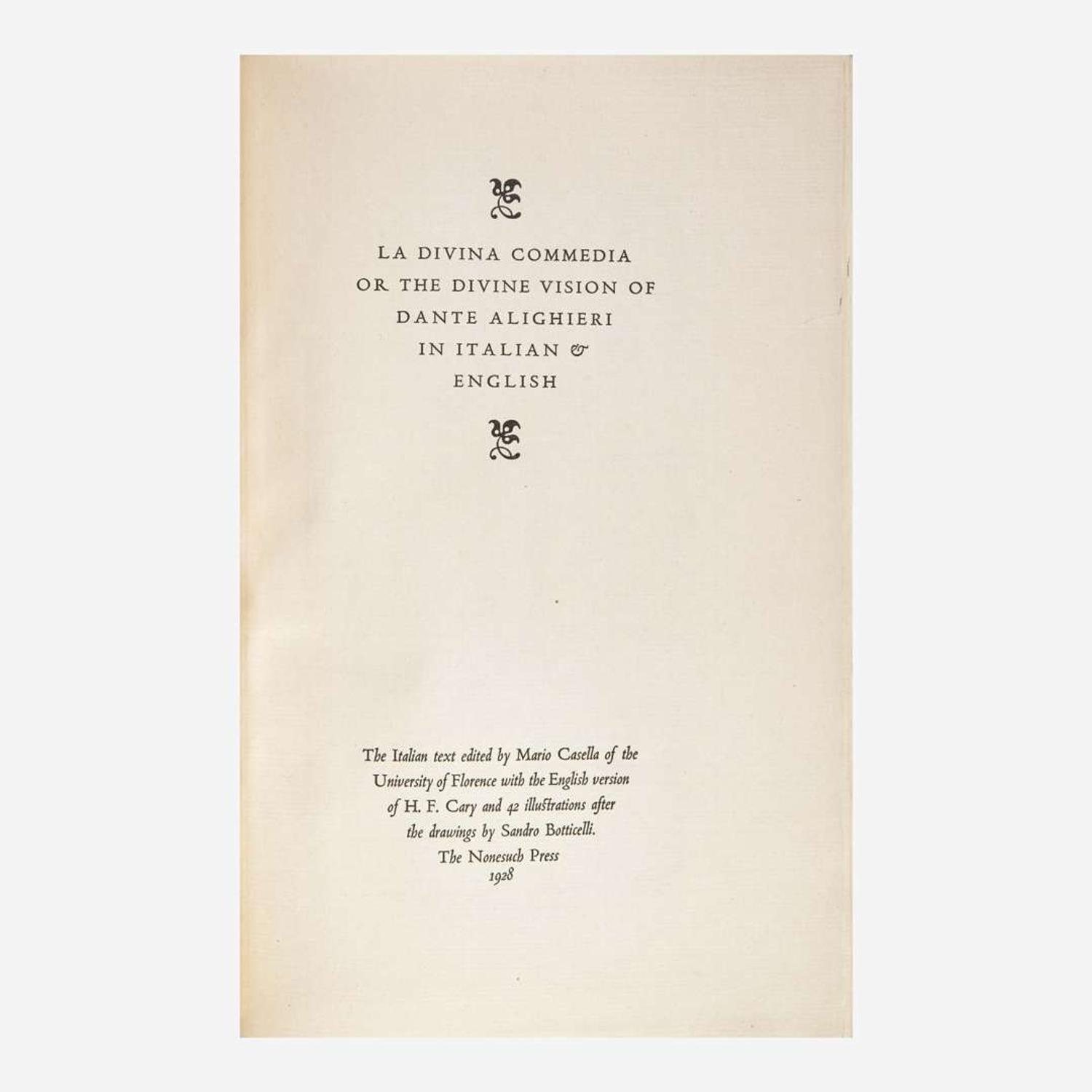 [Private Press] [Nonesuch Press, The] Alighieri, Dante La Divina Commedia or The Divine Vision of Dante Alighieri...