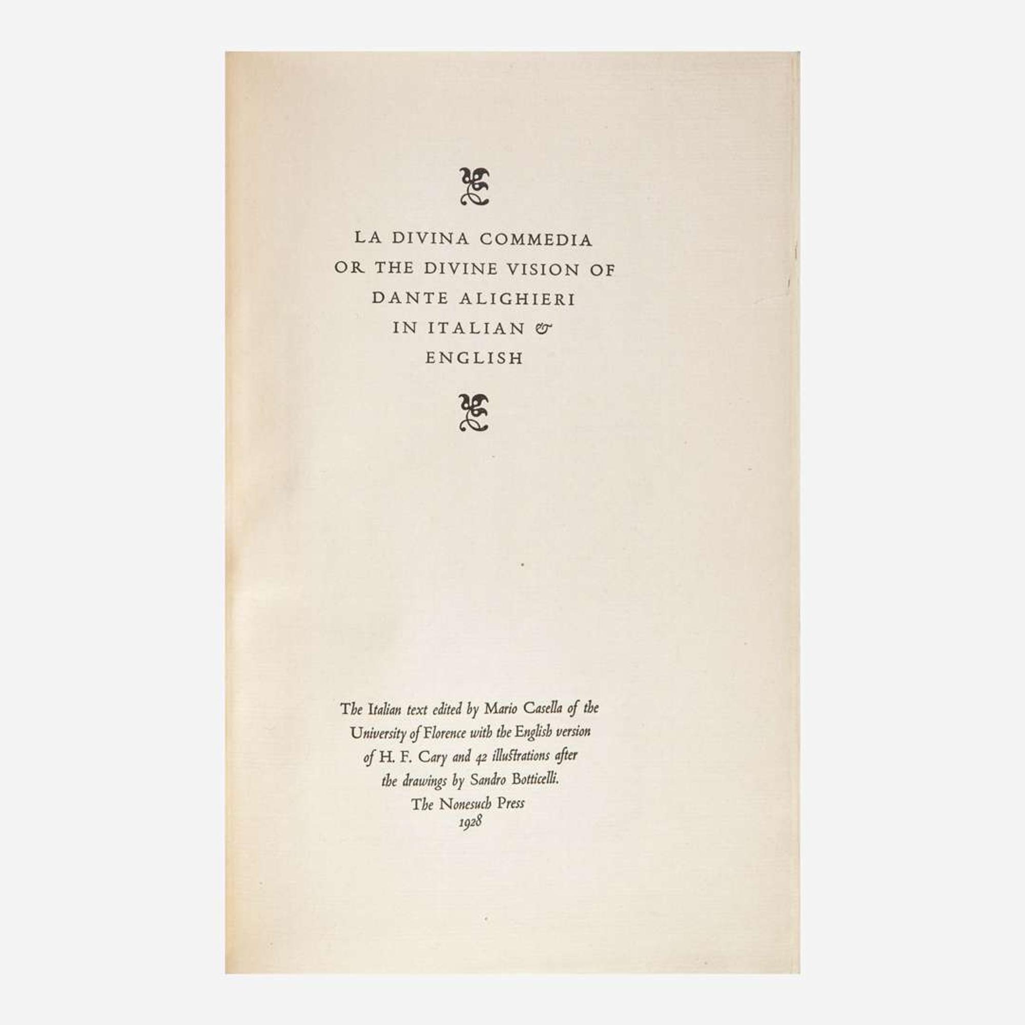 [Private Press] [Nonesuch Press, The] Alighieri, Dante La Divina Commedia or The Divine Vision of Dante Alighieri...