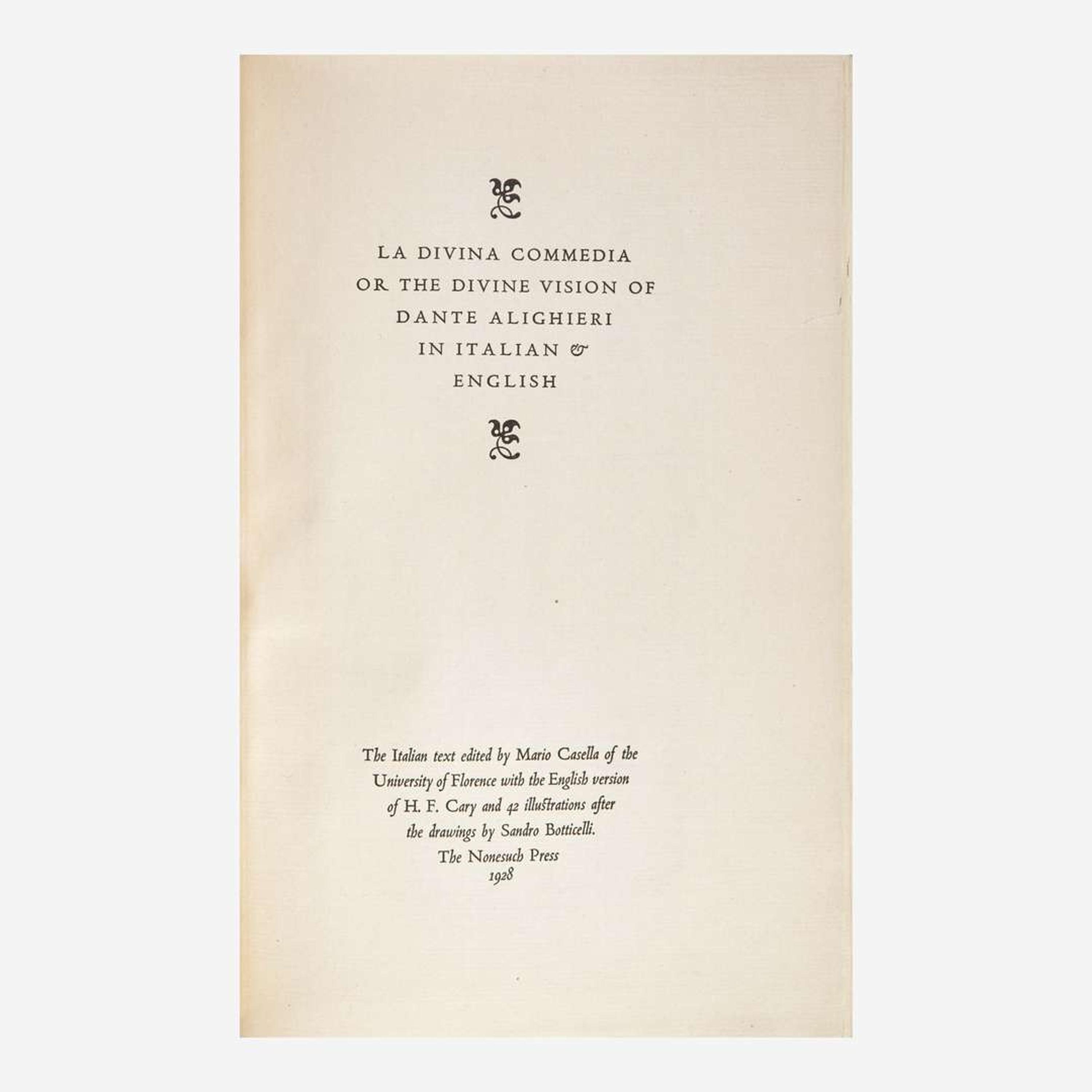 [Private Press] [Nonesuch Press, The] Alighieri, Dante La Divina Commedia or The Divine Vision of Dante Alighieri...