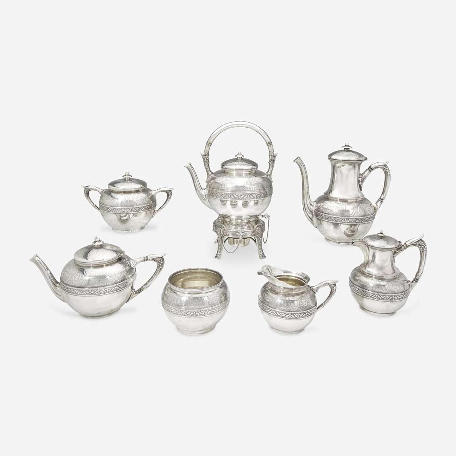 A Neoclassical seven-piece sterling silver tea and coffee service Gorham Mfg. Co., Providence, RI, 1873