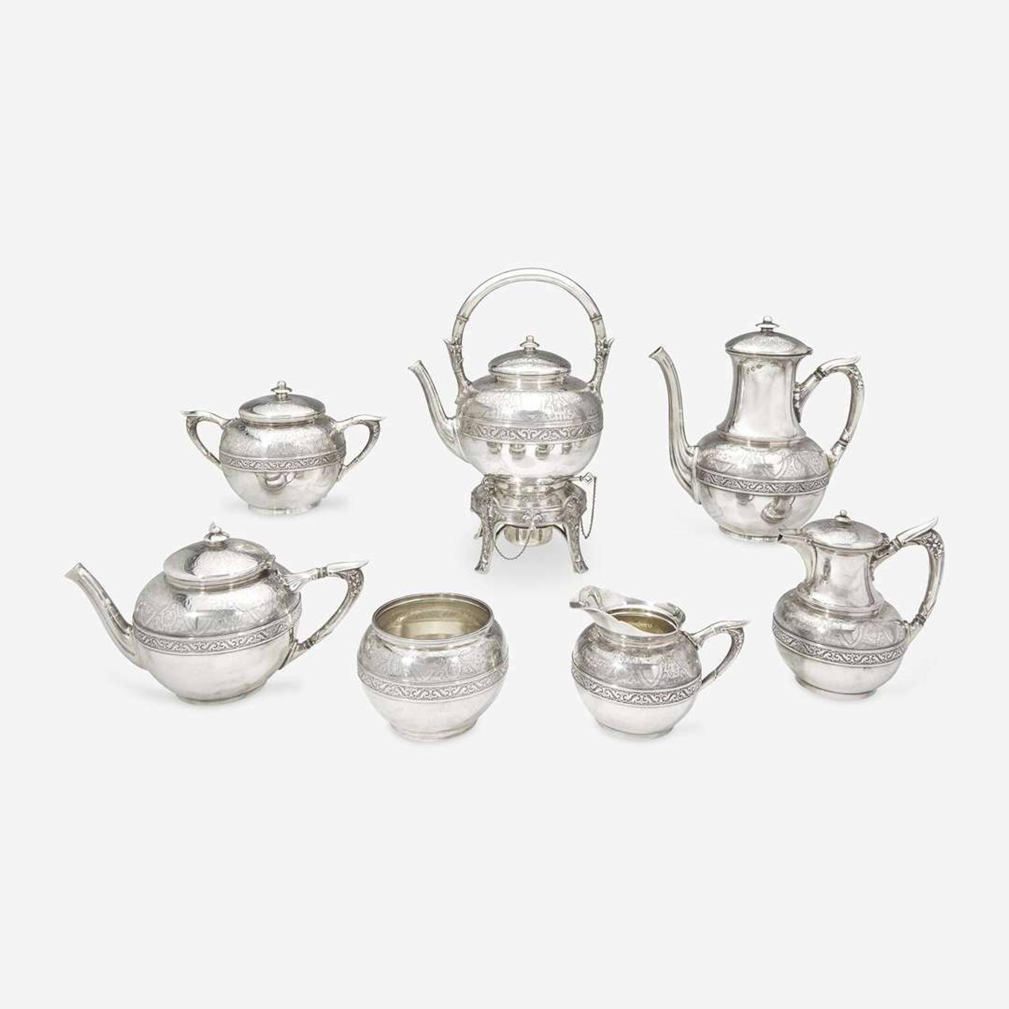 A Neoclassical seven-piece sterling silver tea and coffee service Gorham Mfg. Co., Providence, RI, 1873