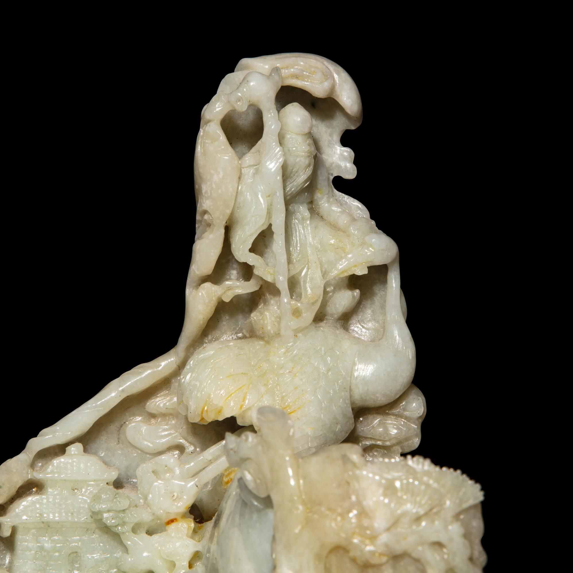 A Chinese Pale Celadon and Russet Jade 'Tree-Trunk' Brushpot, Bitong, 20th Century — 近代 青白玉仿木大筆筒