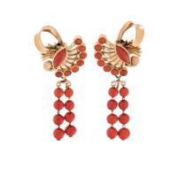 CONVERTIBLE ROSE GOLD AND CORAL EARCLIPS