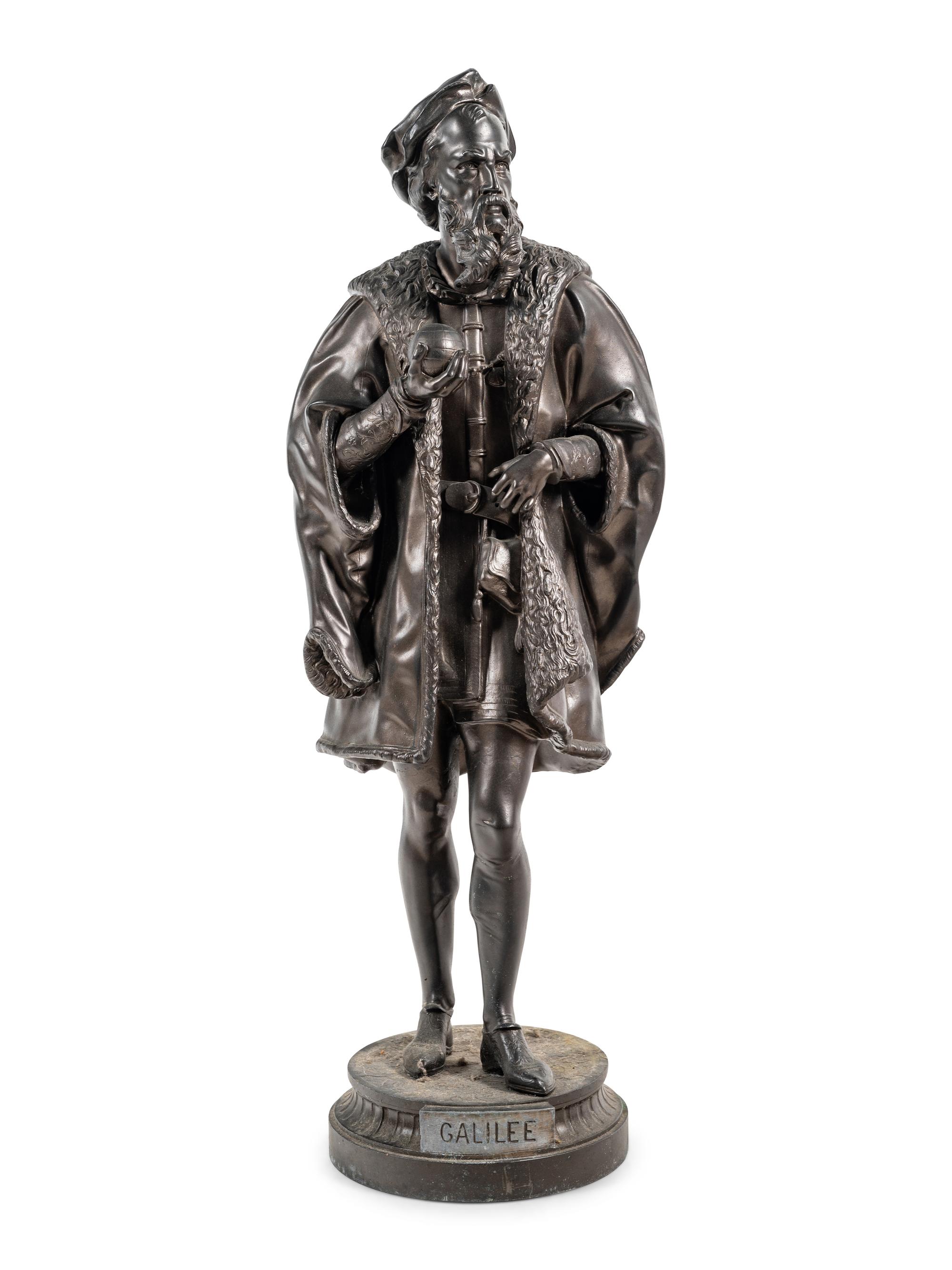 A Continental Cast Metal Figure of Galileo