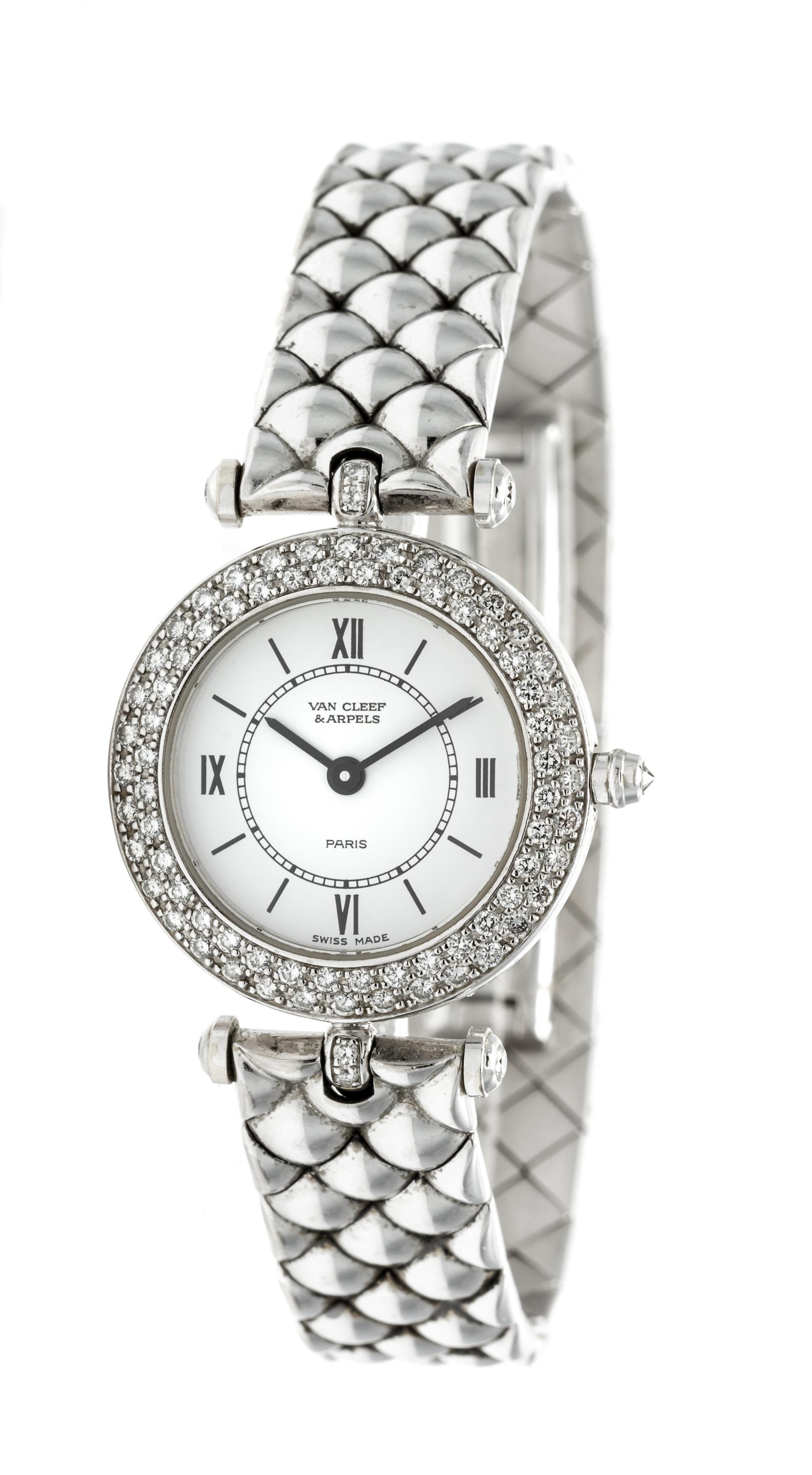 An 18 Karat White Gold and Diamond "Pierre Arpels" Wristwatch, Van Cleef & Arpels, 50.30 dwts.