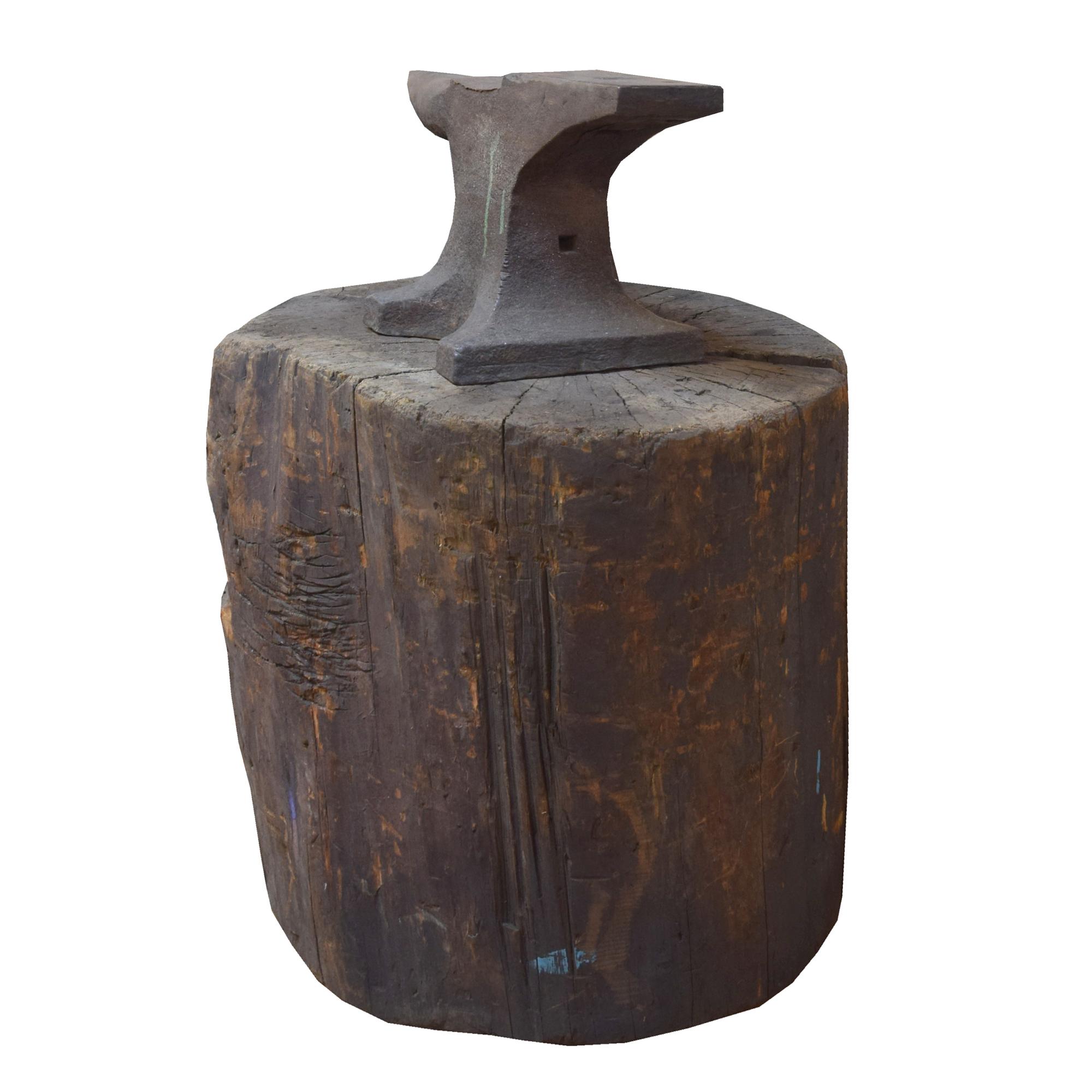 An Industrial Anvil on a Wood Base 26.5" W x 22" D x 33.5" H — United States, 19th Century