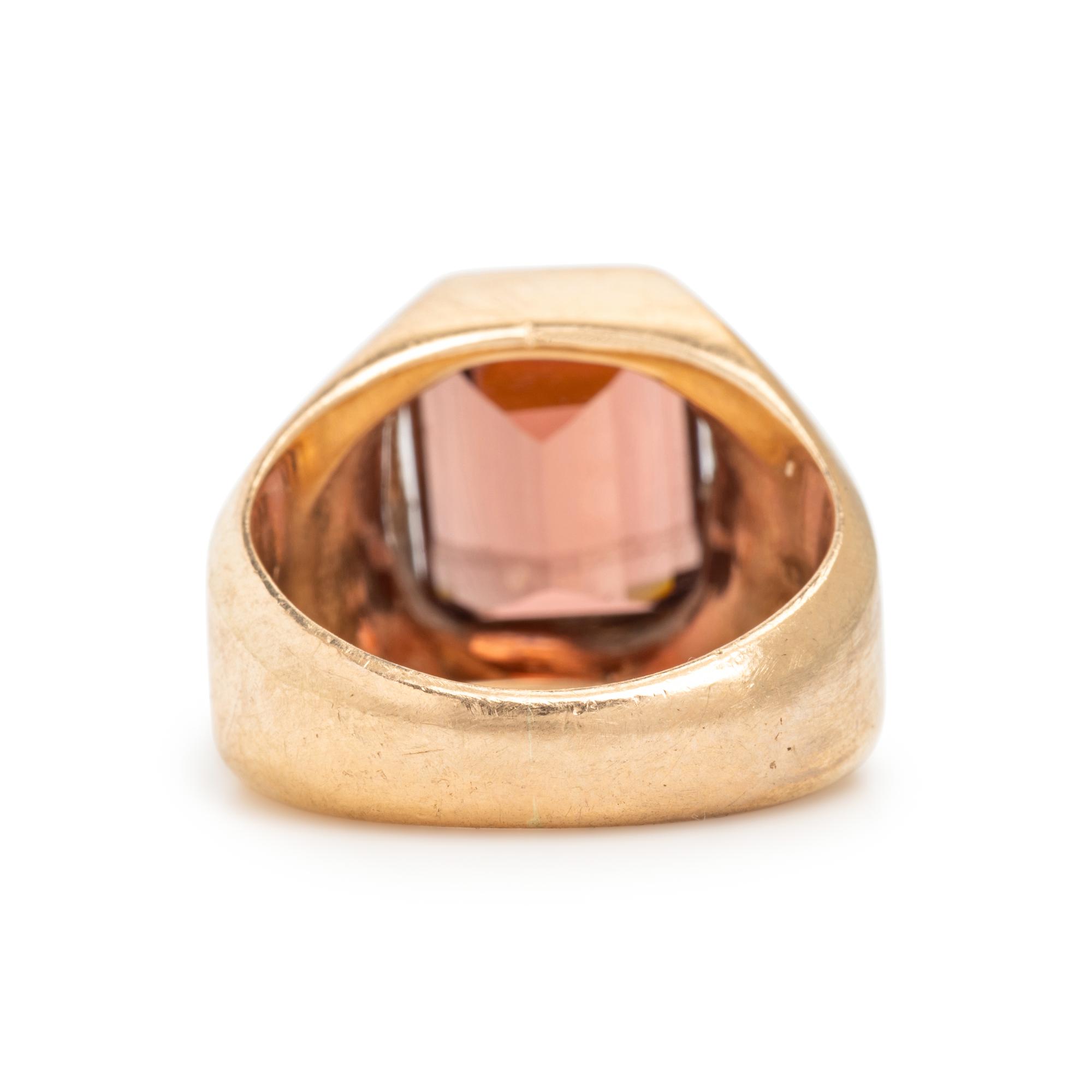 Pink Tourmaline and Yellow Gold Ring