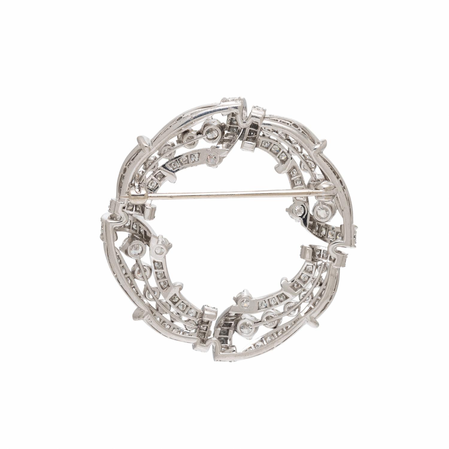 Diamond and Platinum Circle Brooch