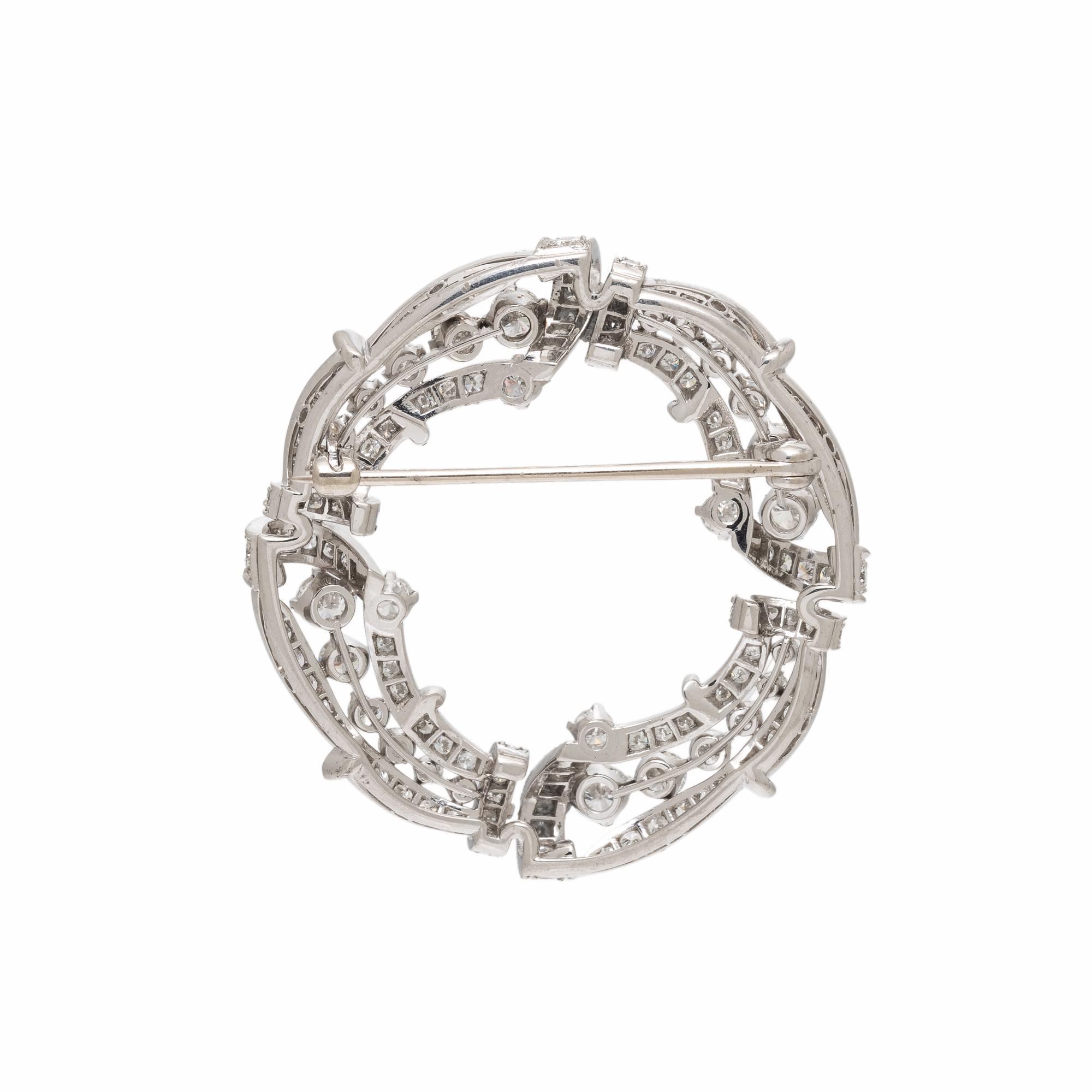 Diamond and Platinum Circle Brooch