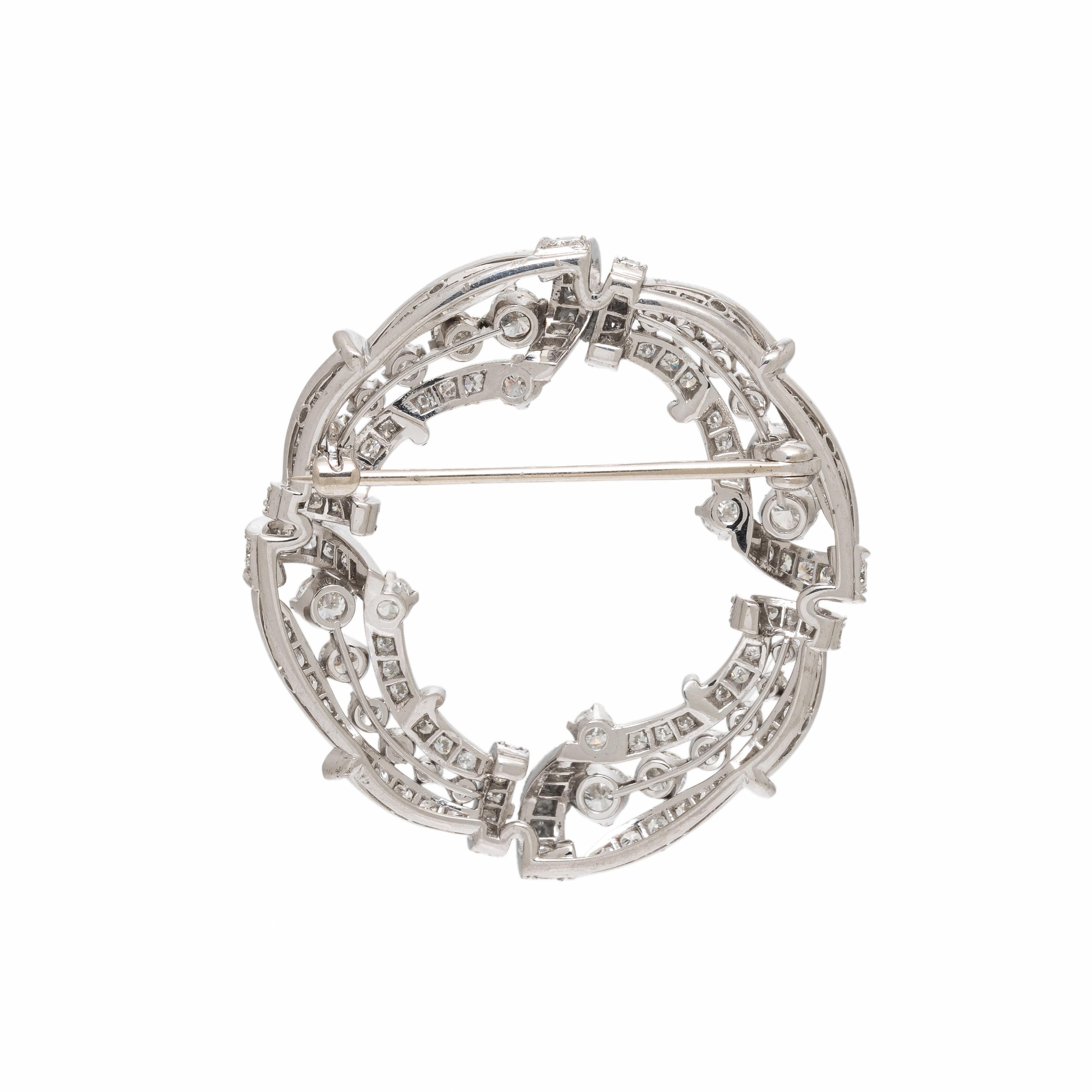 Diamond and Platinum Circle Brooch