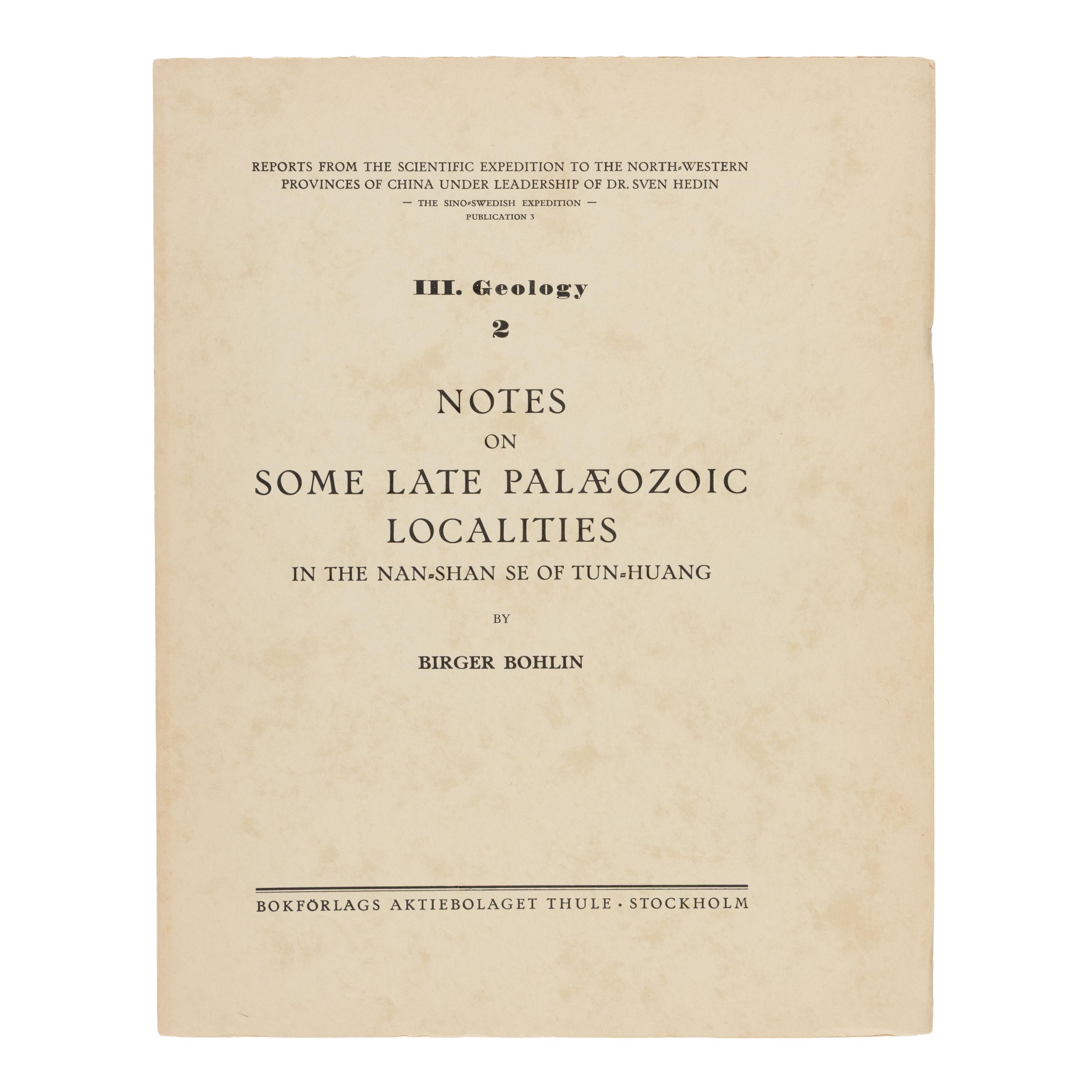[Travel & Exploration]. (Hedin, Sven). Reports from the Scientific Expedition to the North-Western Provinces of China Under the Leadership of Dr. Sven Hedin