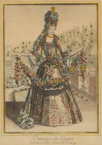 A Pair of Gilt Framed Hand Colored Gravure Prints