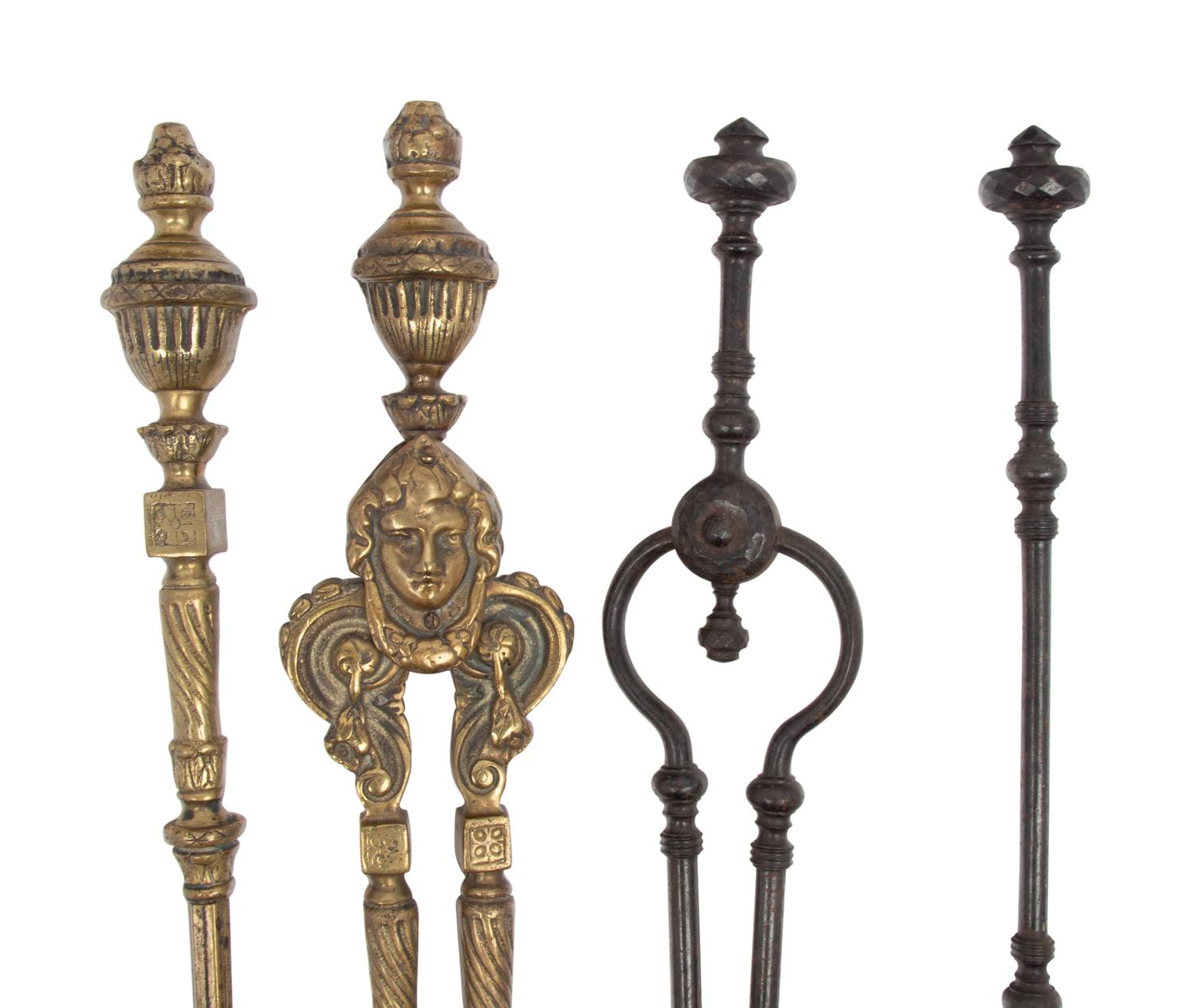 Two Sets of French Fireplace Tools