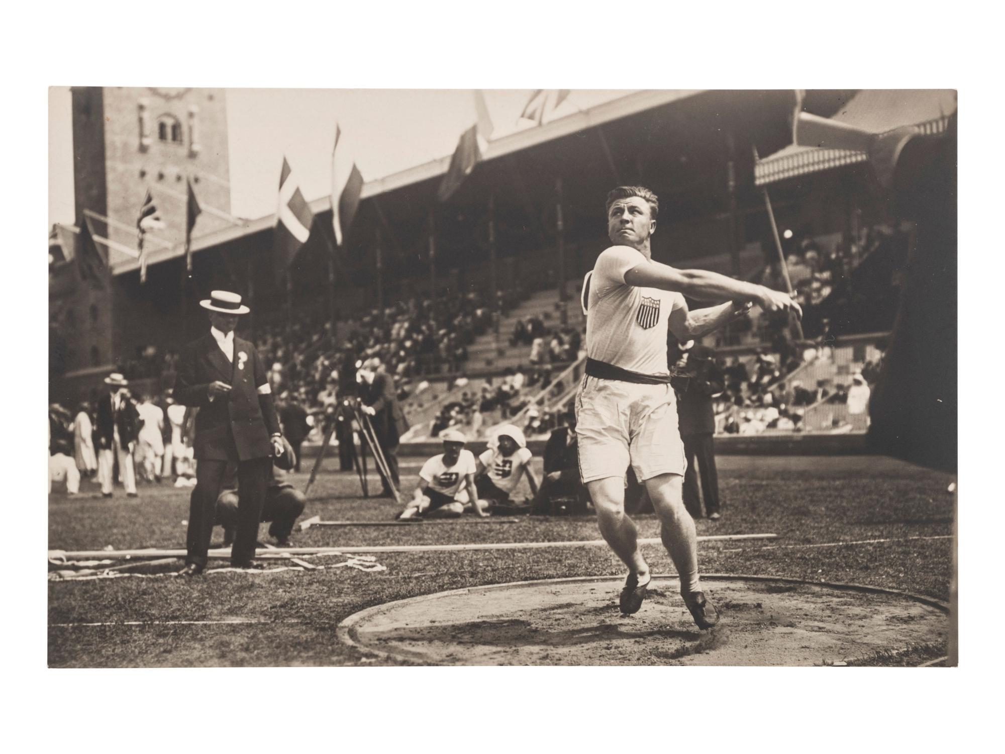 [EARLY PHOTOGRAPHY] -- [SPORTS]. A group of 32 real photo postcards of athletes and events, incl. baseball, track and field, gymnastics, wrestling, strongmen, and female basketball players.