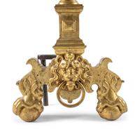 A Pair of Continental Baroque Style Brass Andirons