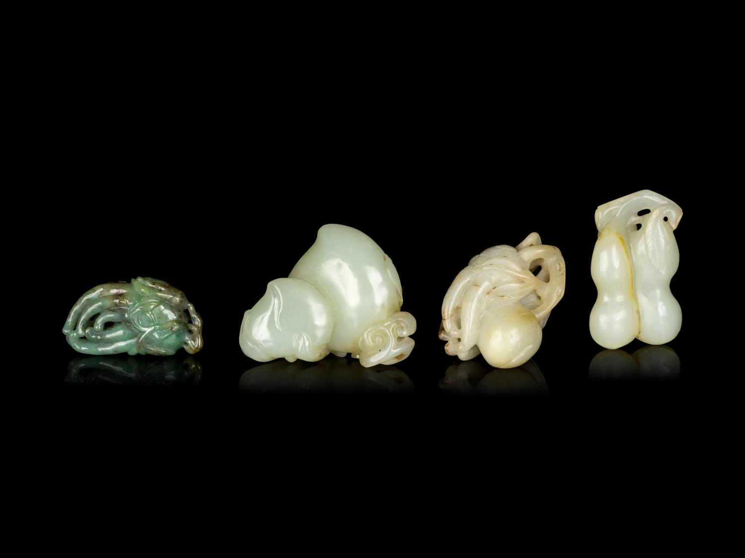 Four Chinese Jade and Jadeite 'Fruit' Carvings