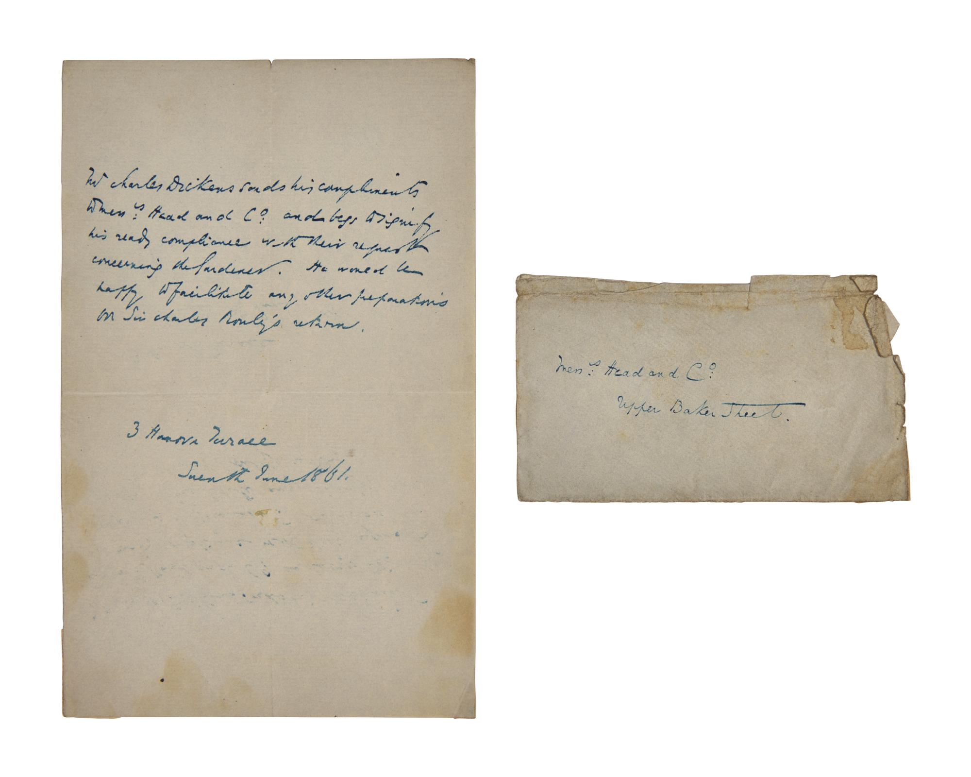 [Literature] Dickens, Charles. Autograph Note