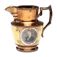A Staffordshire Transfer-Printed Copper Lustre 'General Jackson Hero of New Orleans' Pitcher