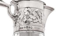 Two English Silver Mounted Cut Glass Claret Jugs