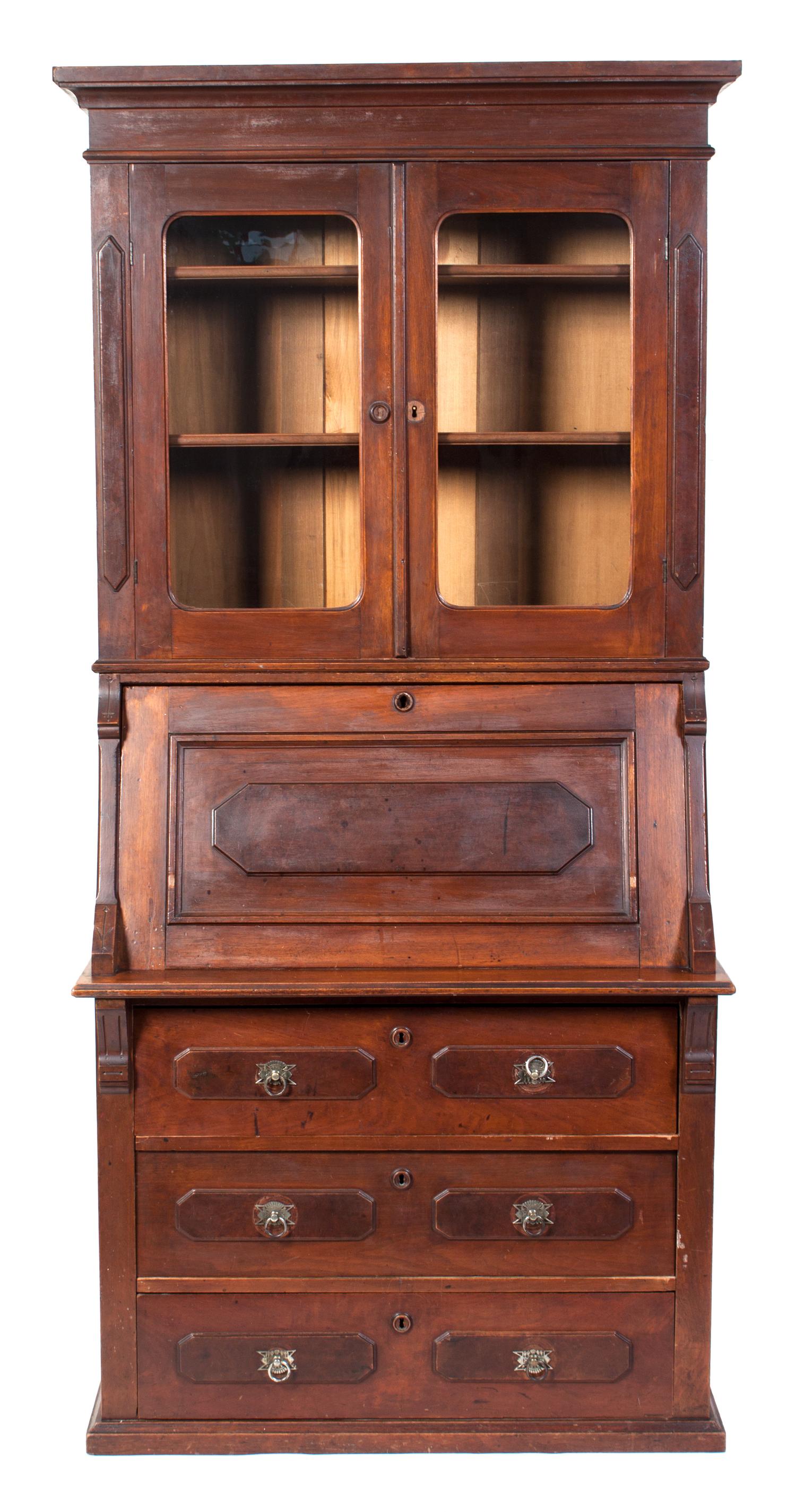 A Fall Front Bookcase Height 81 x width 38 x depth 19 1/2 inches.