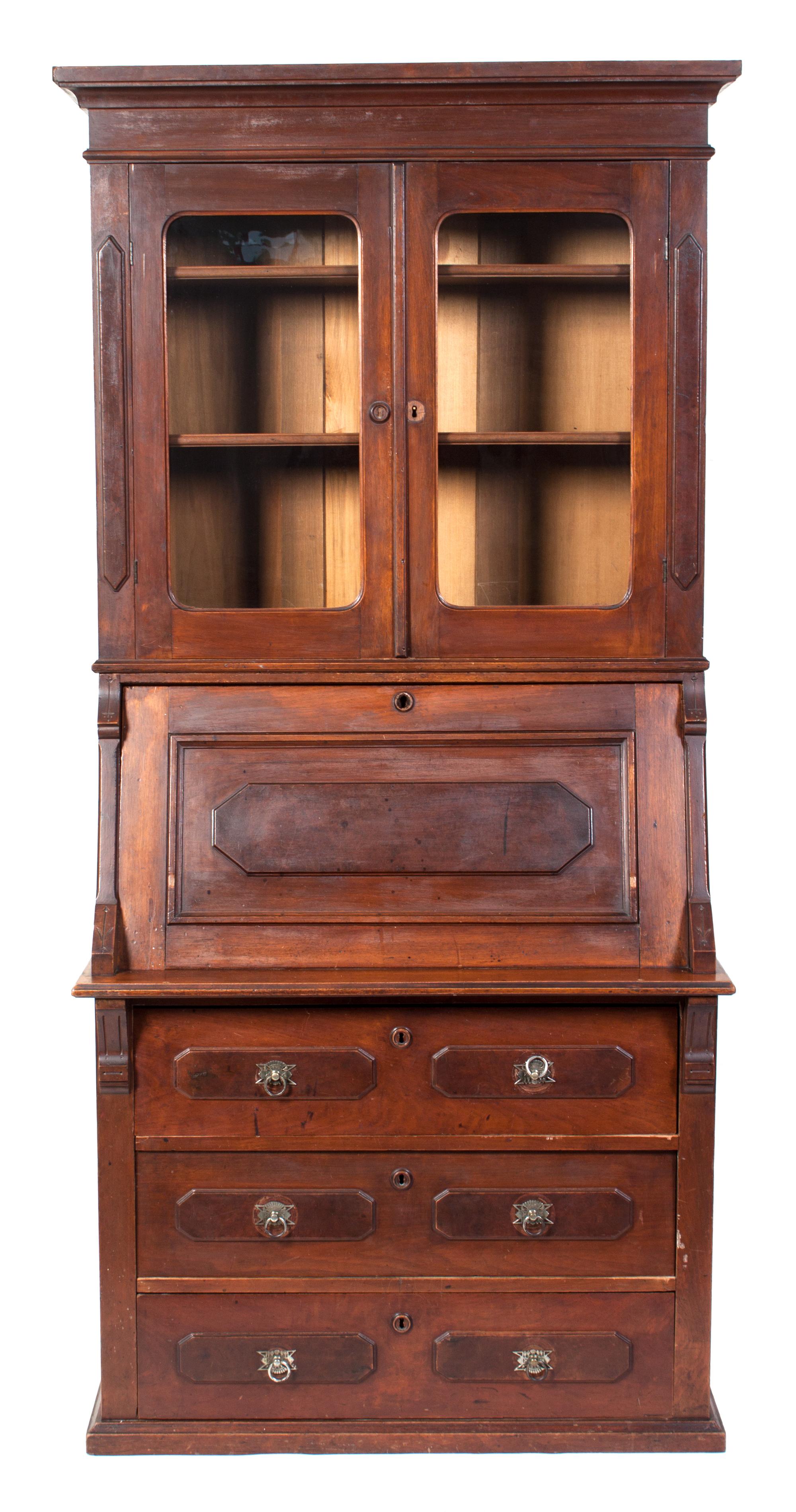 A Fall Front Bookcase Height 81 x width 38 x depth 19 1/2 inches.