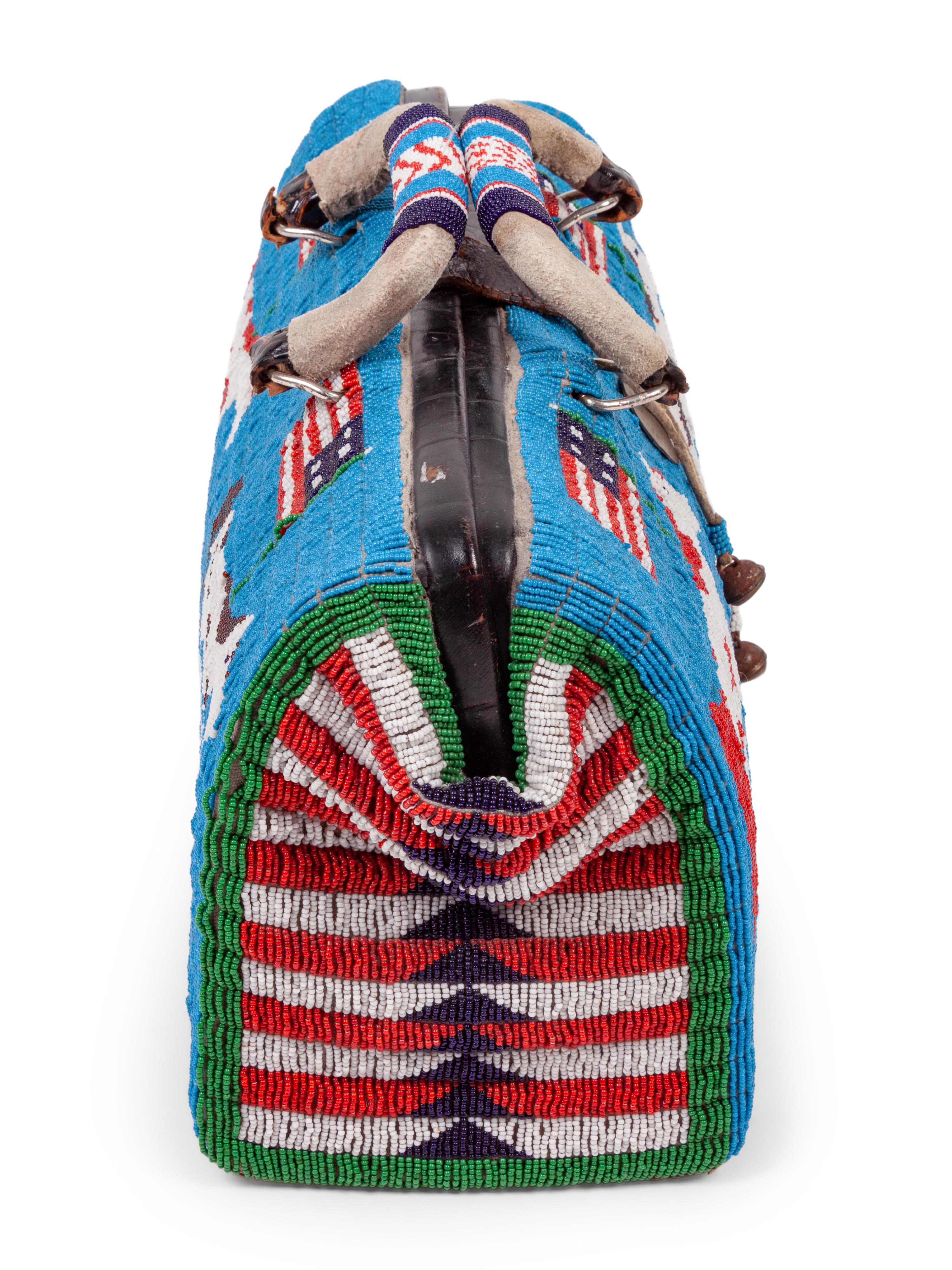 Sioux Beaded "Doctor's Bag", with American Flags and Pinto Ponies