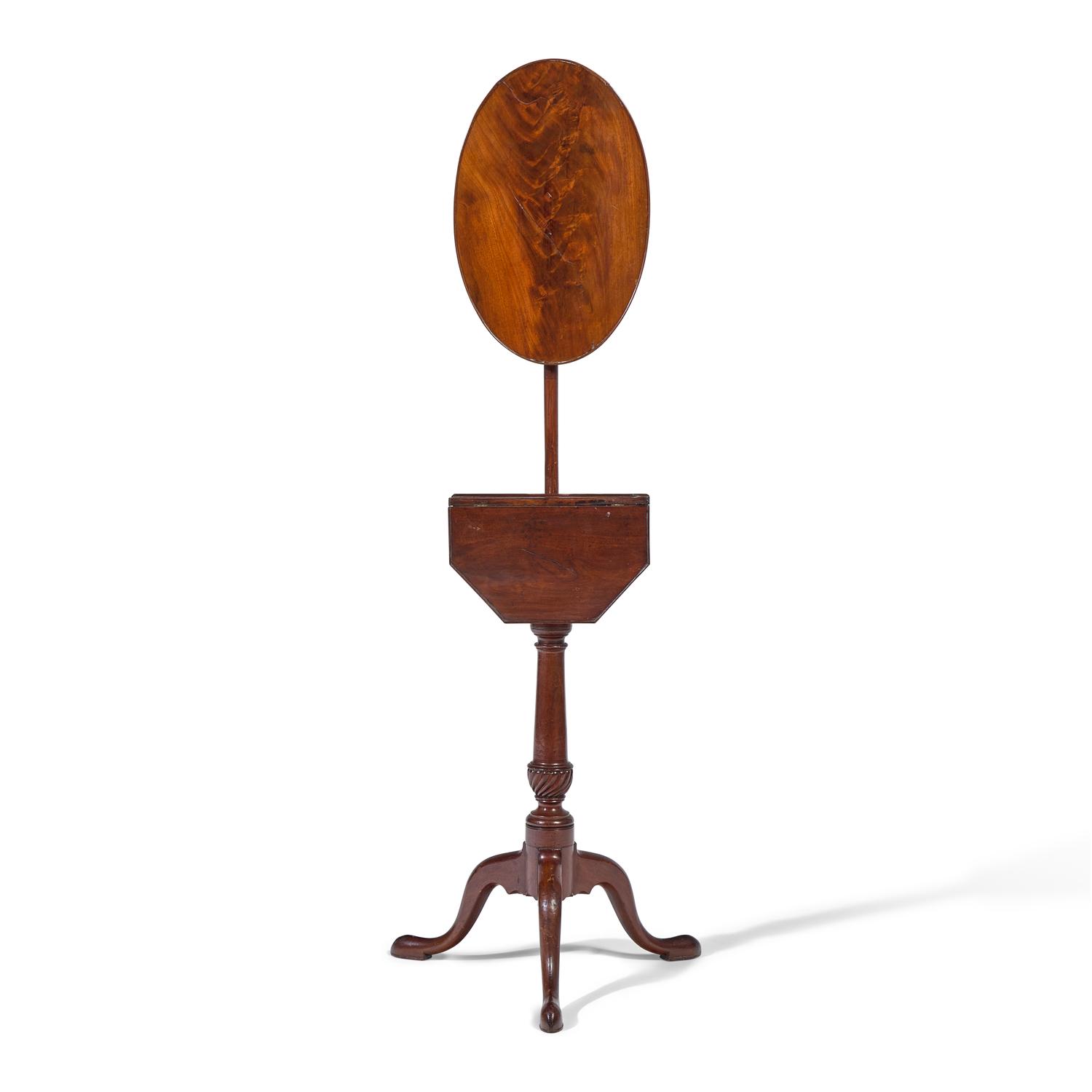 A Queen Anne Carved Mahogany Fire Screen