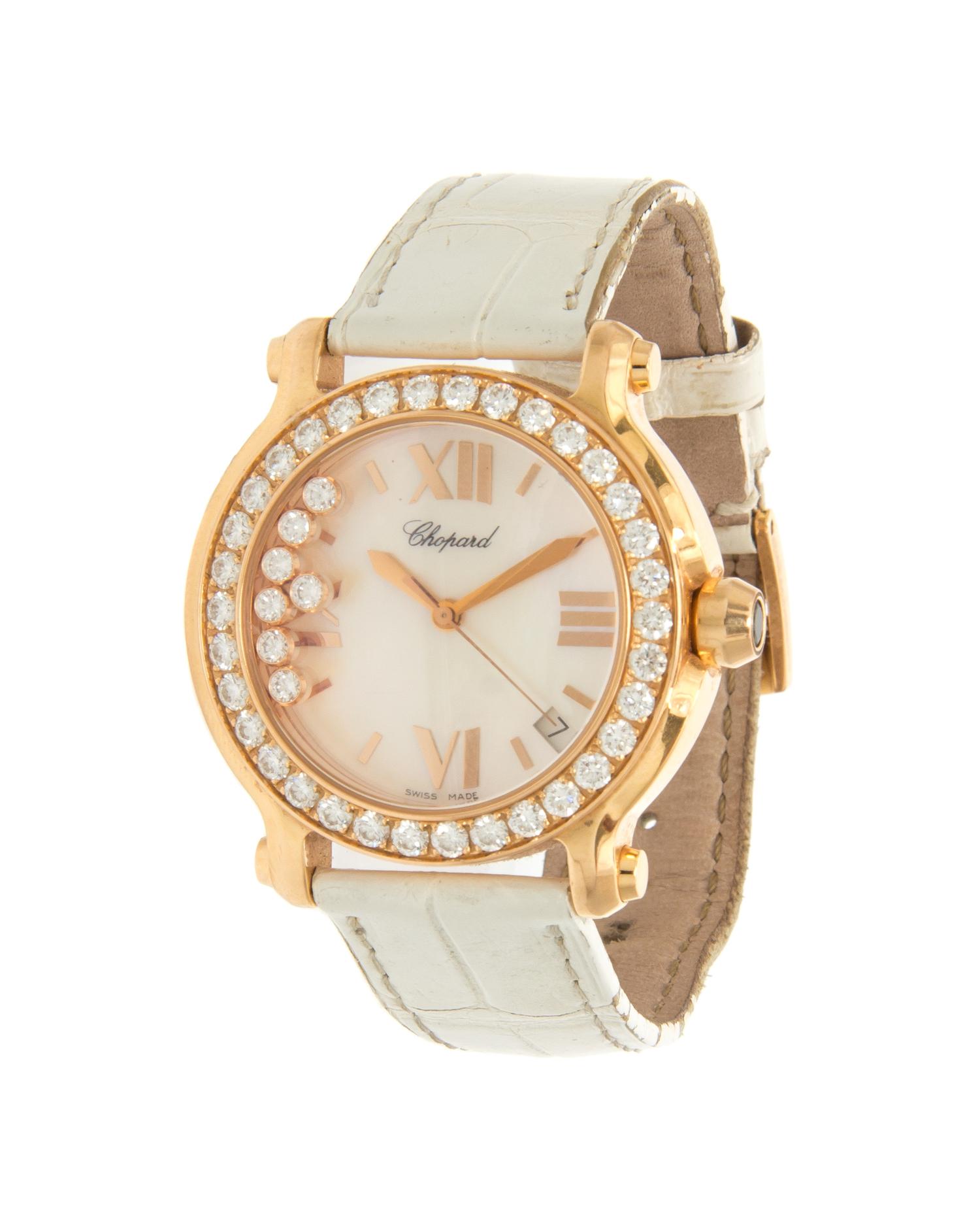 An 18 Karat Rose Gold and Diamond Happy Sport Watch, Chopard,