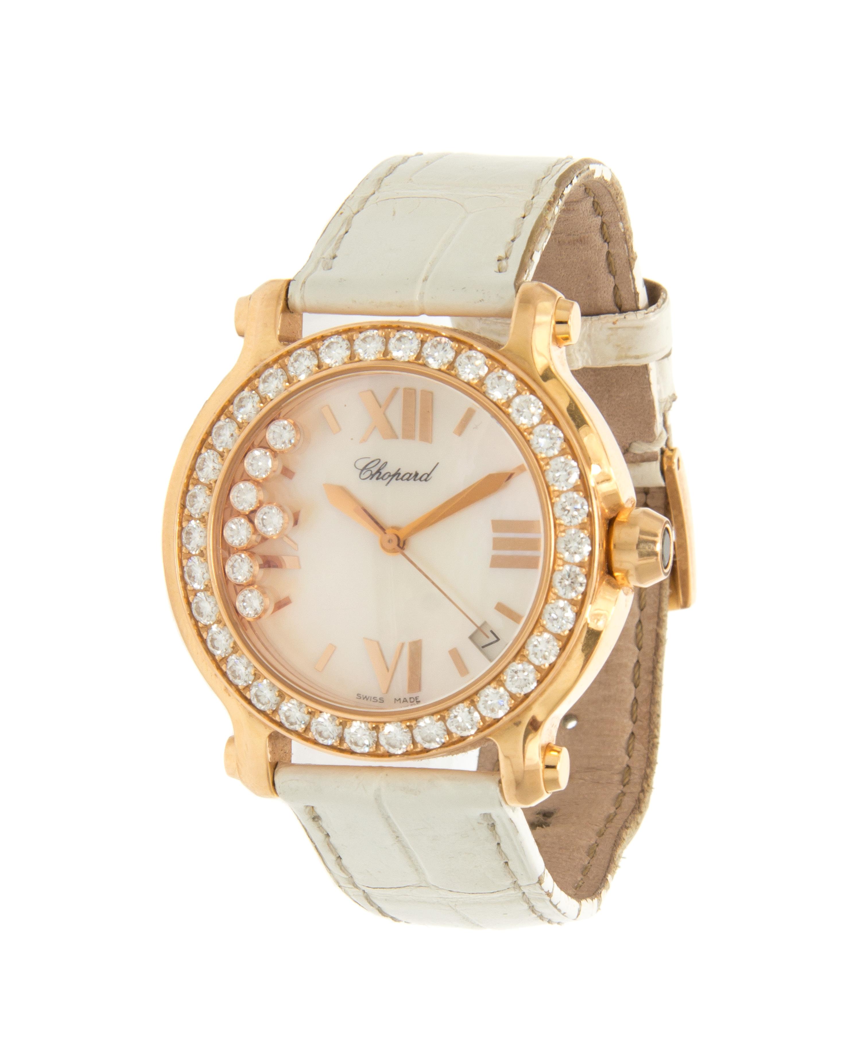 An 18 Karat Rose Gold and Diamond Happy Sport Watch, Chopard,