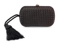 Bottega Veneta, Black Woven Ribbon Clutch