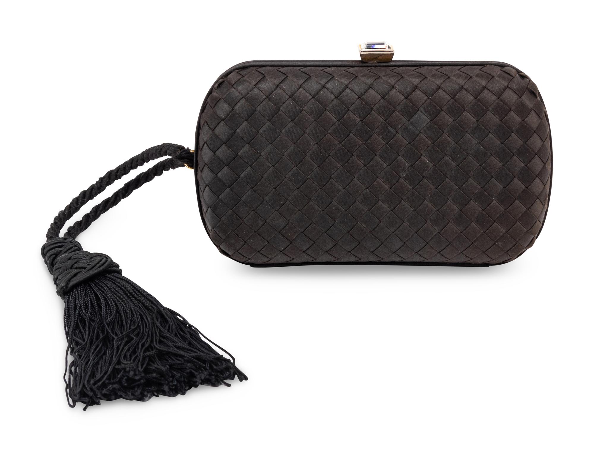 Bottega Veneta, Black Woven Ribbon Clutch