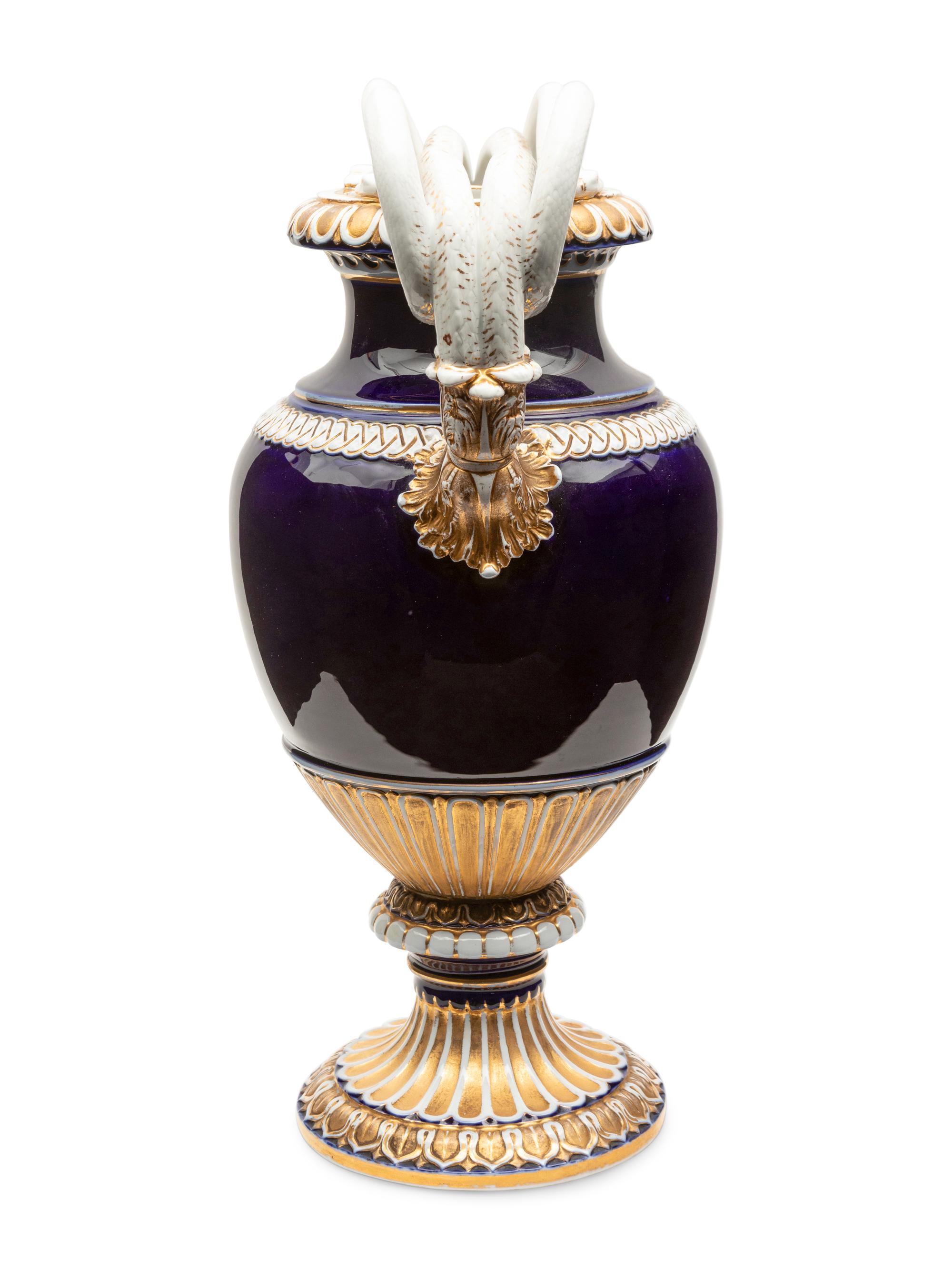A Meissen Porcelain Snake-Handled Urn