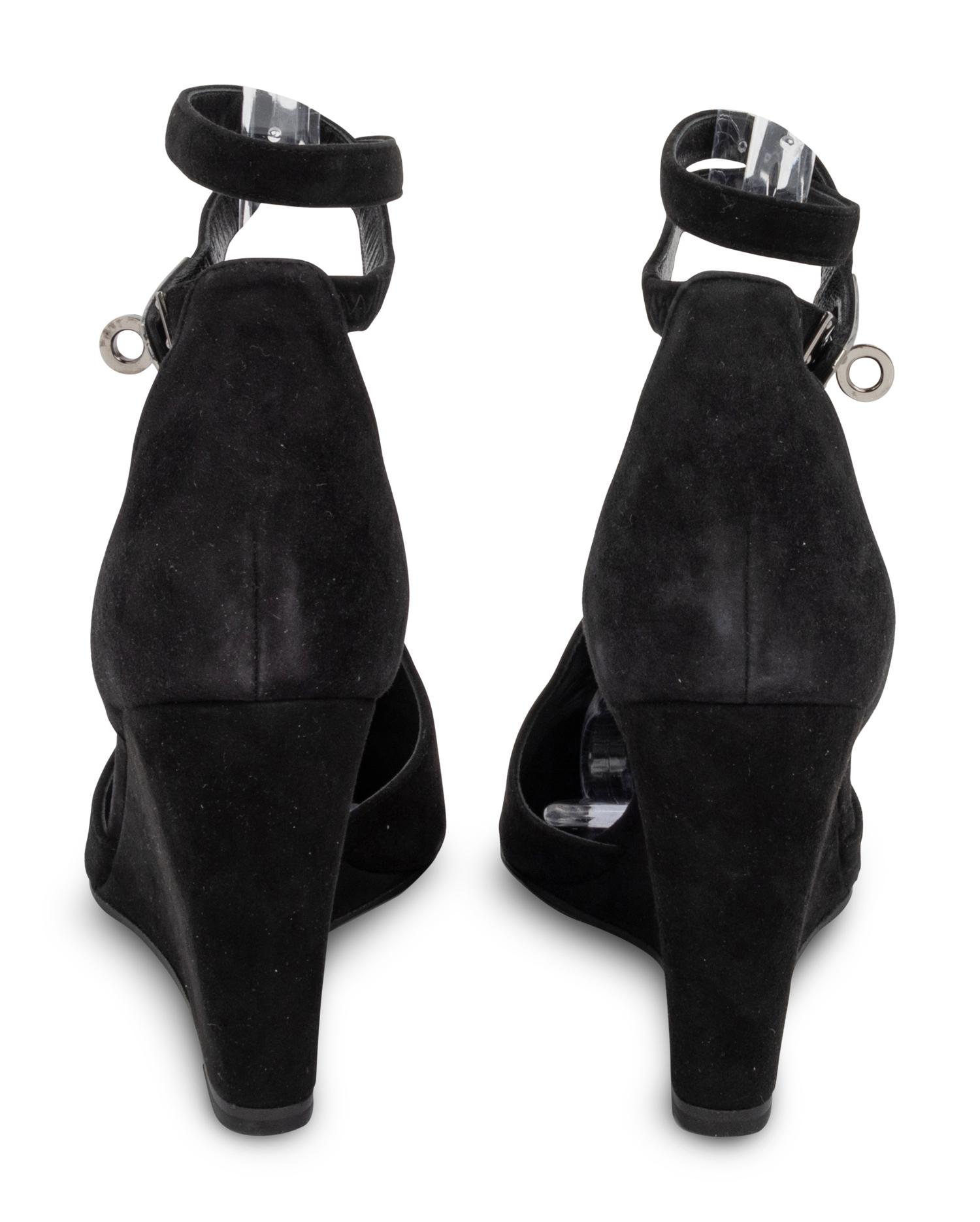 Hermès Black Suede Lively Wedge
