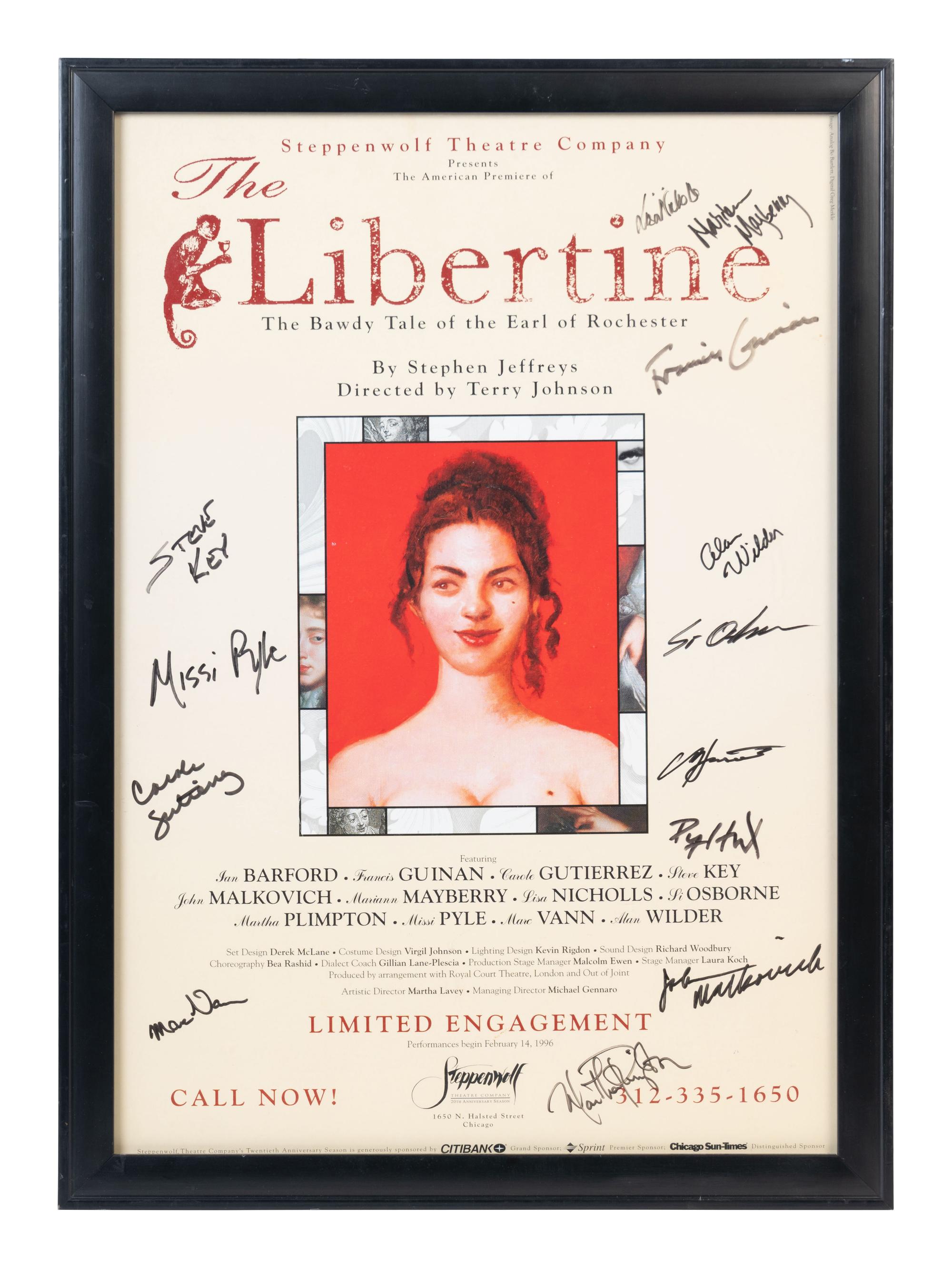 (Theatre Playbills) The Libertine: The Bawdy Tale of the Earl of Rochester . The Steppenwolf Theatre Company: 1996.