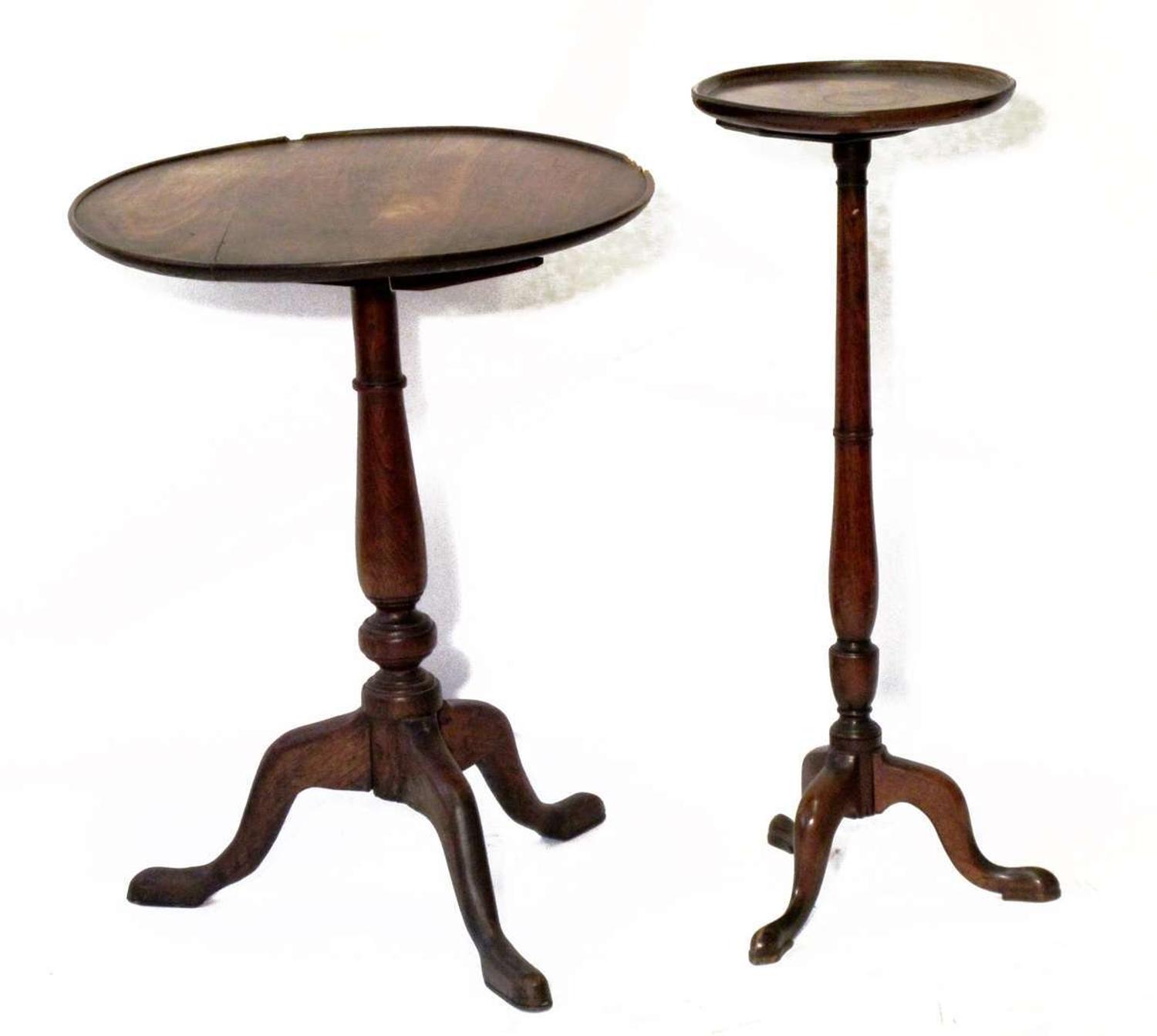 Queen Anne walnut candlestand and a kettle stand america, 1740-1760