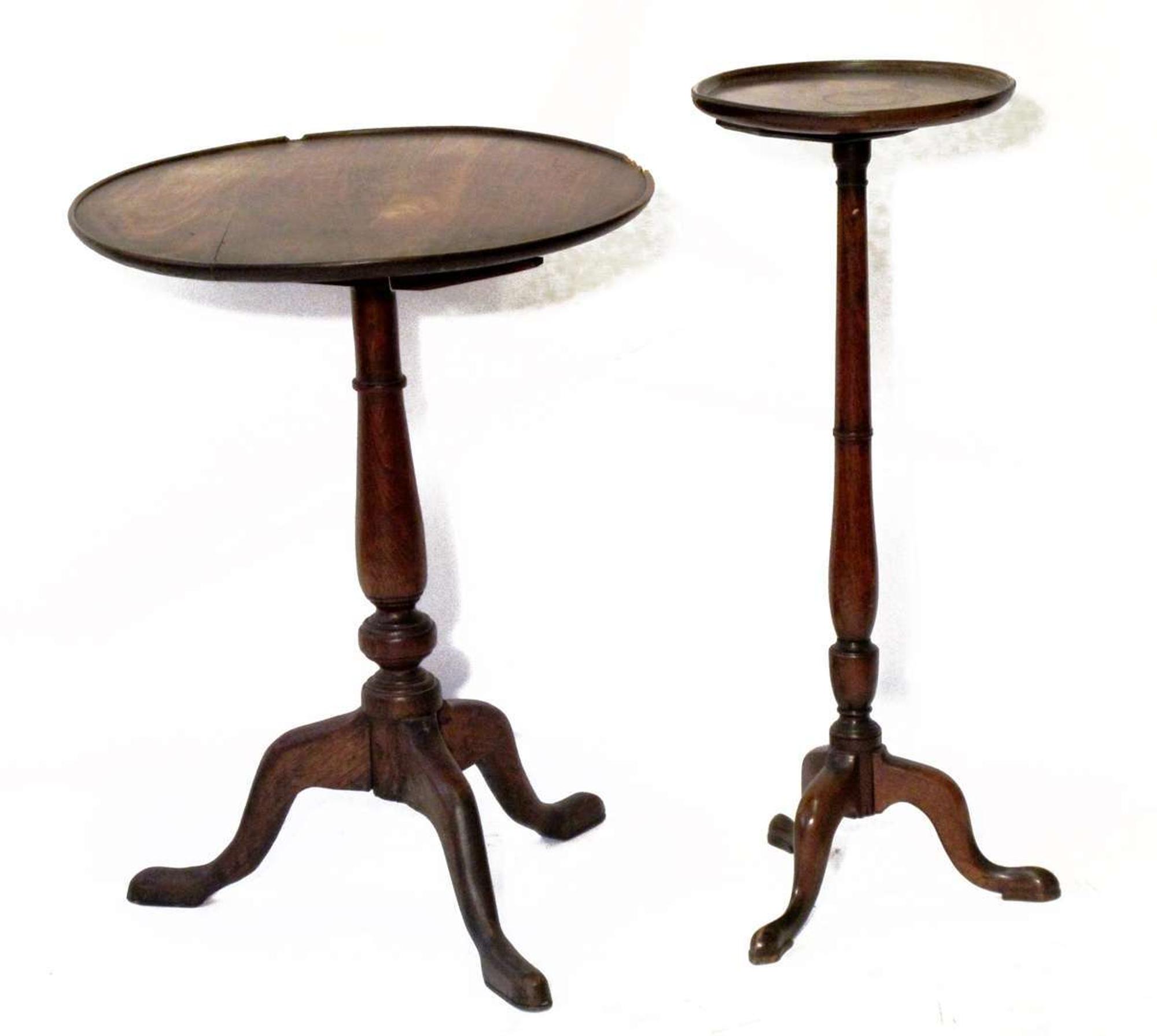 Queen Anne walnut candlestand and a kettle stand america, 1740-1760