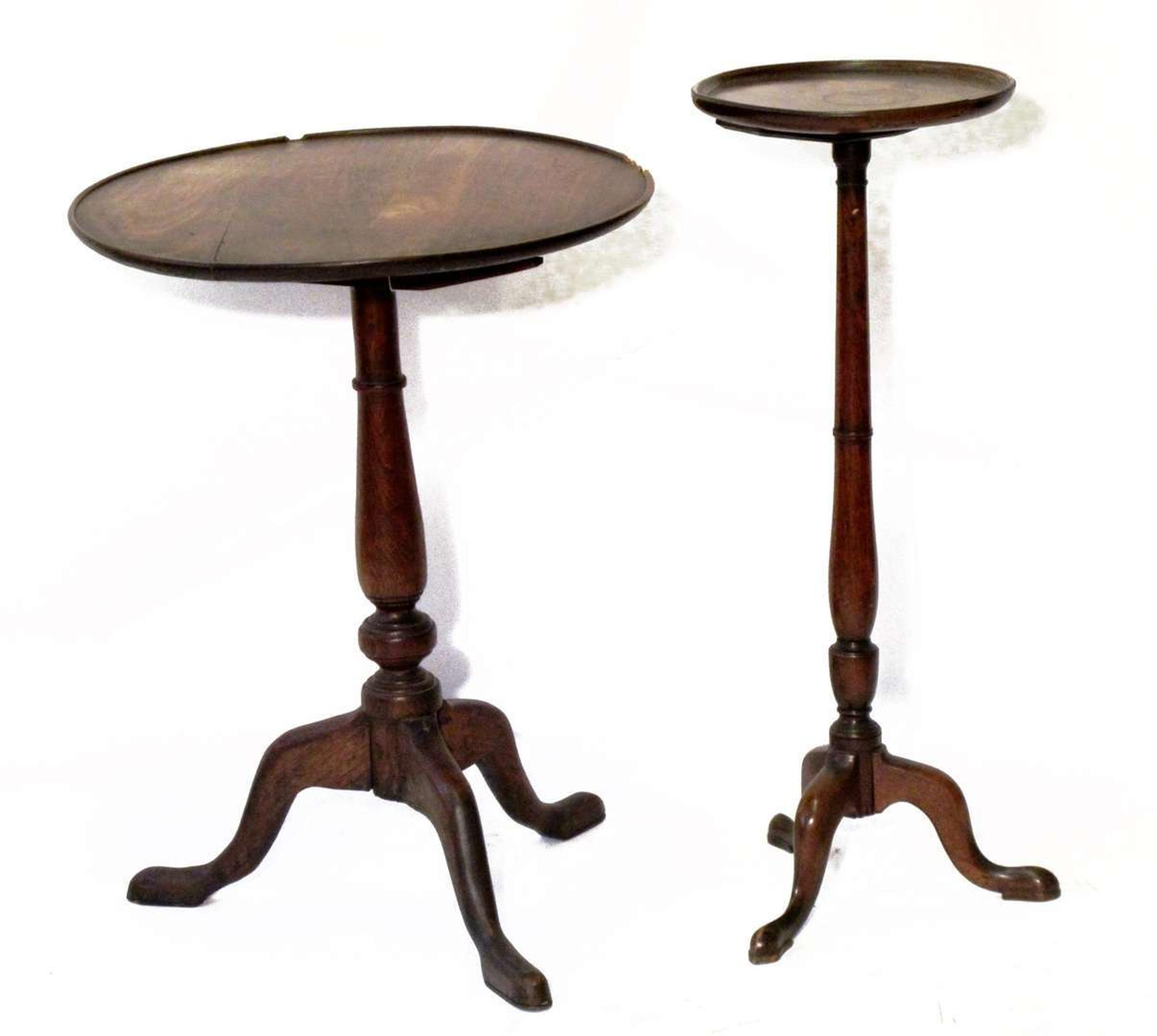 Queen Anne walnut candlestand and a kettle stand america, 1740-1760